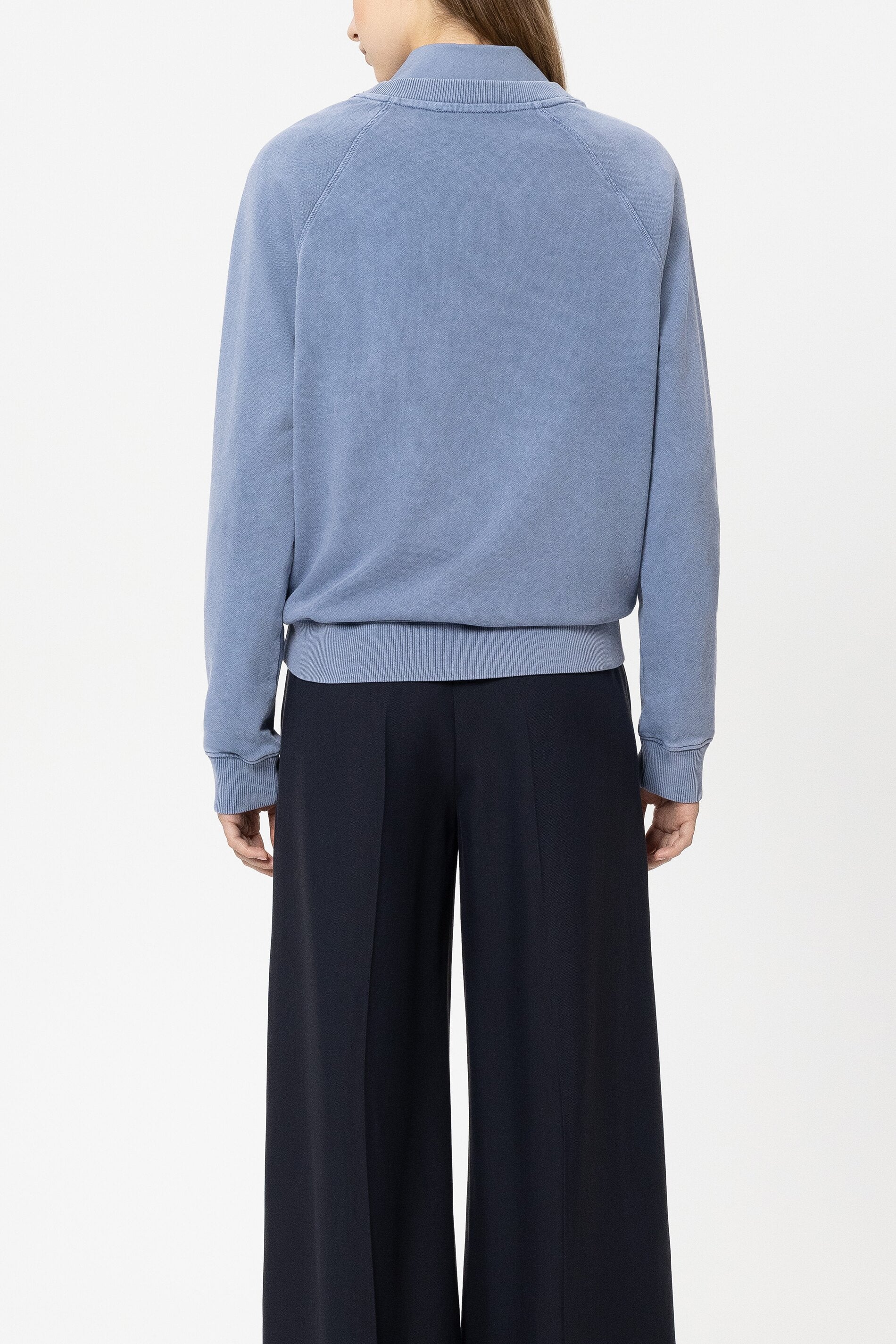 Baumwoll-Sweatshirt - casual blue - mit Stickerei / Straß | Model Rück