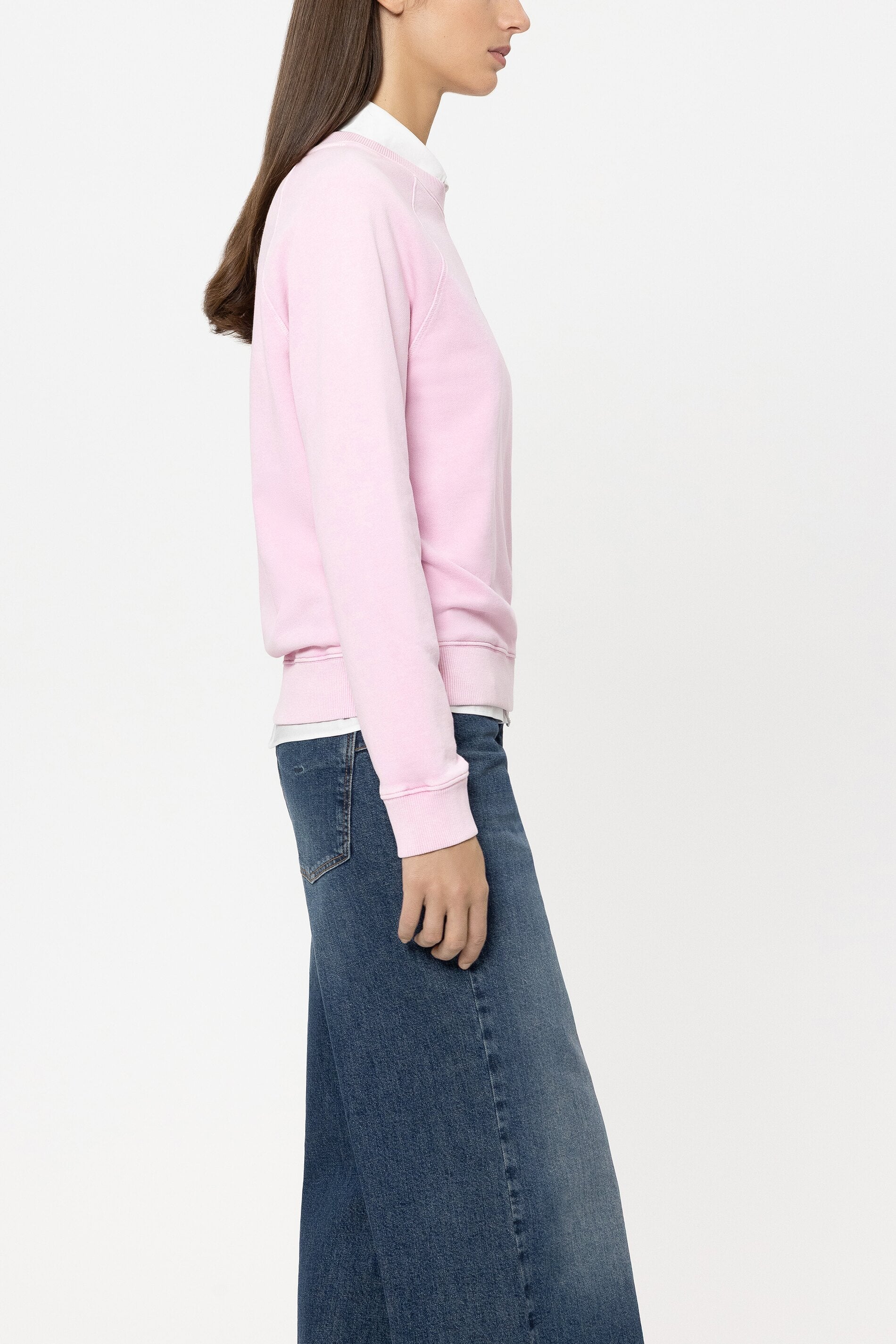 Baumwoll-Sweatshirt - creamy blush - mit Stickerei / Straß | Model Seite