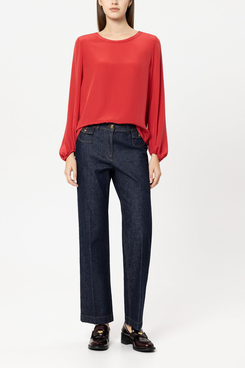 Long sleeve shirt with patch - cherry red - Standard