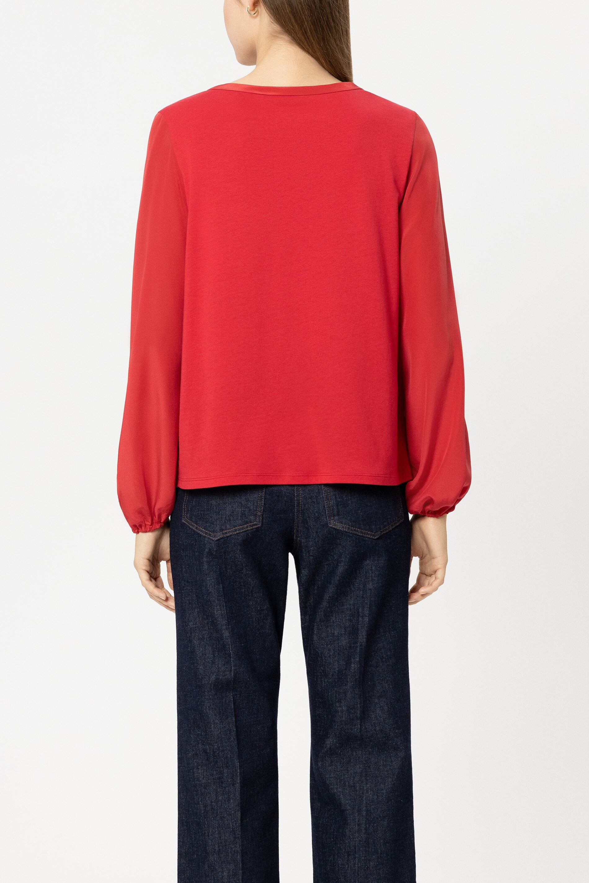 Langarm-Shirt mit Patch - cherry red - Standard | Model Rück