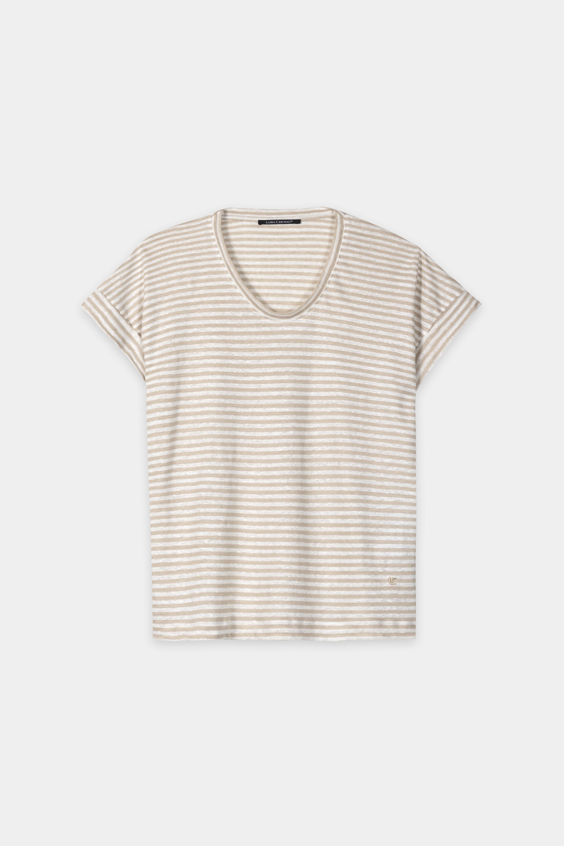 Leinen-Ringel-T-Shirt - sand / milk - Standard | Artikel Front