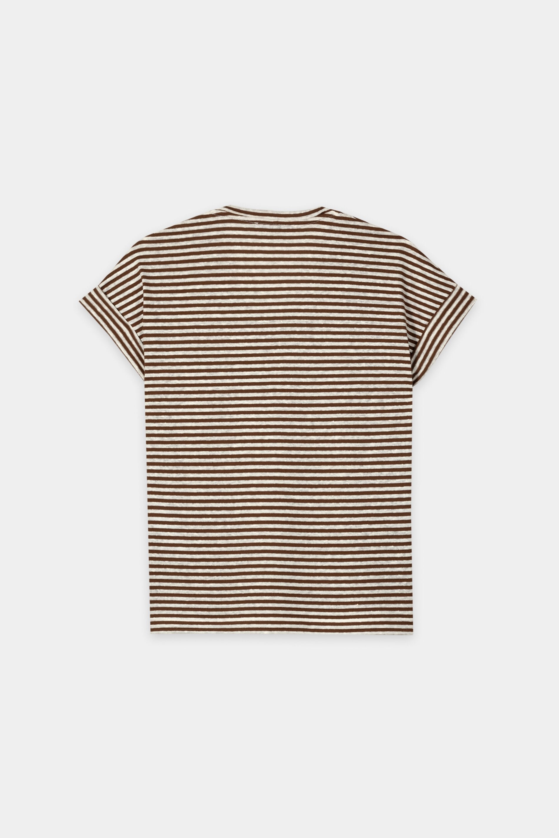 Leinen-Ringel-T-Shirt - dark / light terracotta - Standard | Artikel Rück