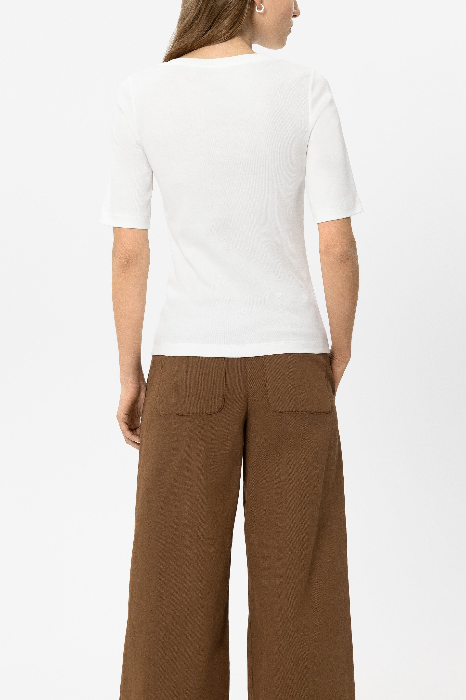 Halbarm-Shirt in Ripp-Optik - white - Standard | Model Rück