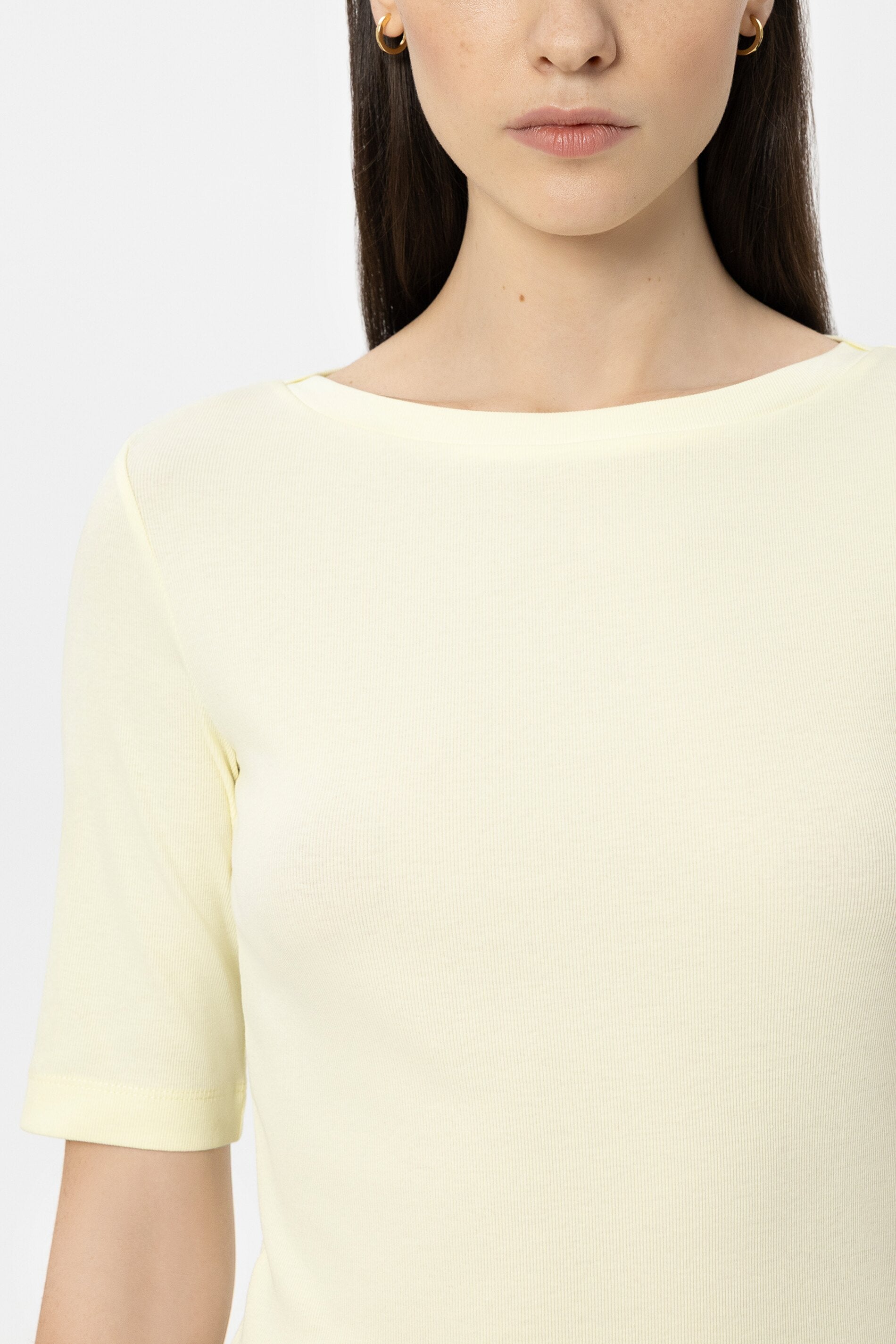 Halbarm-Shirt in Ripp-Optik - citron - Standard | Model Detail