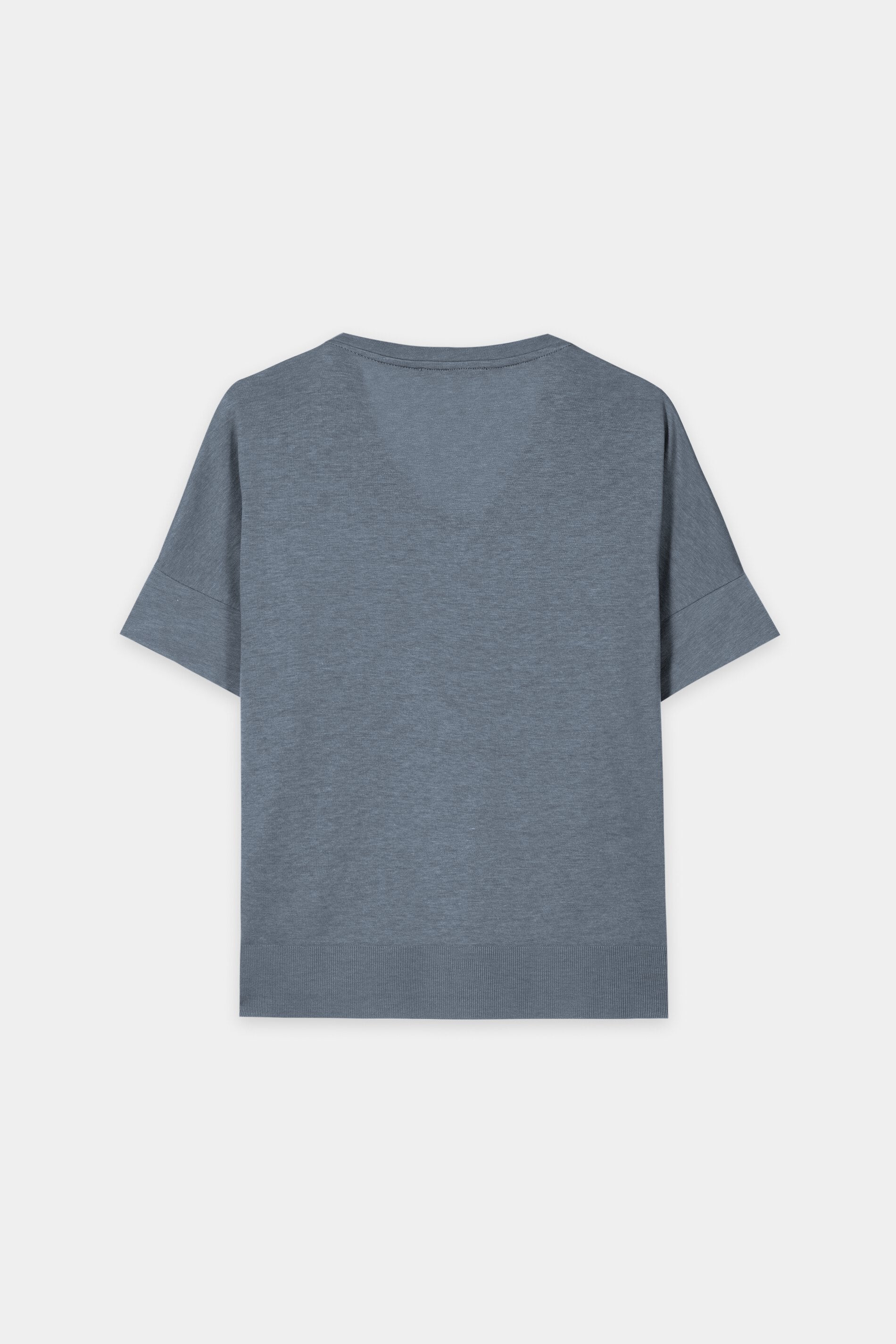 T-Shirt mit Ripp-Saum - tinted blue - Standard | Artikel Rück