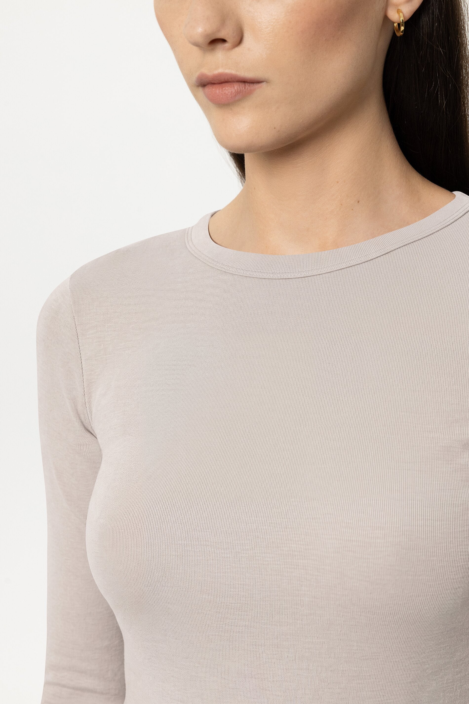 Ripp-Rundhals-Shirt - pearl - Standard | Model Detail