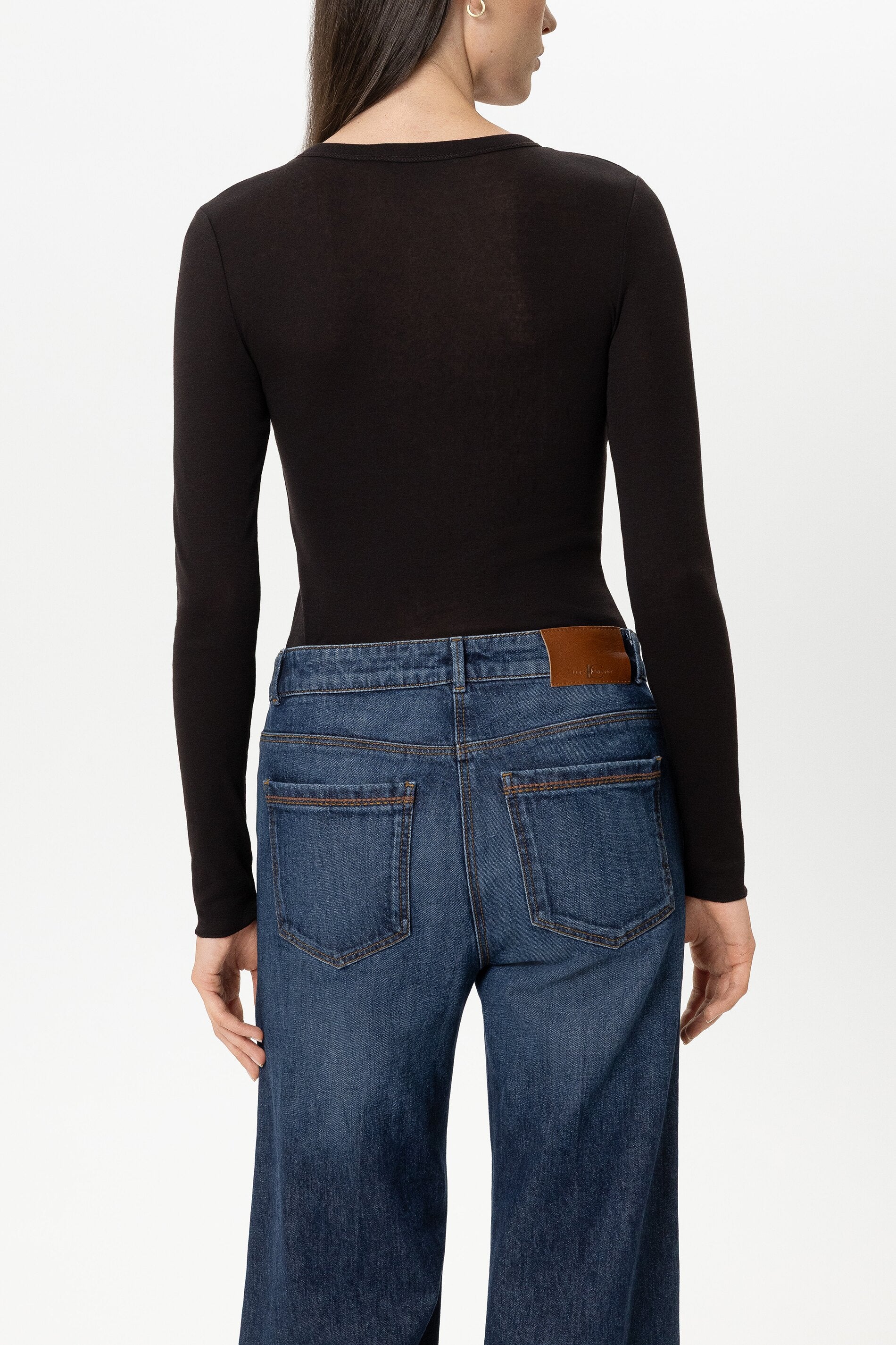 Ripp-Rundhals-Shirt - truffle - Standard | Model Rück