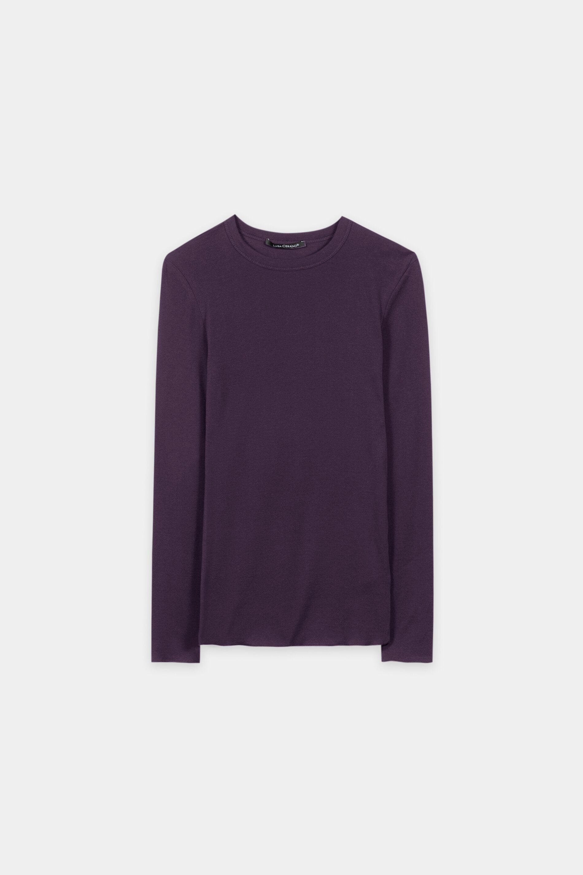 Ripp-Rundhals-Shirt - plum - Standard | Artikel Front