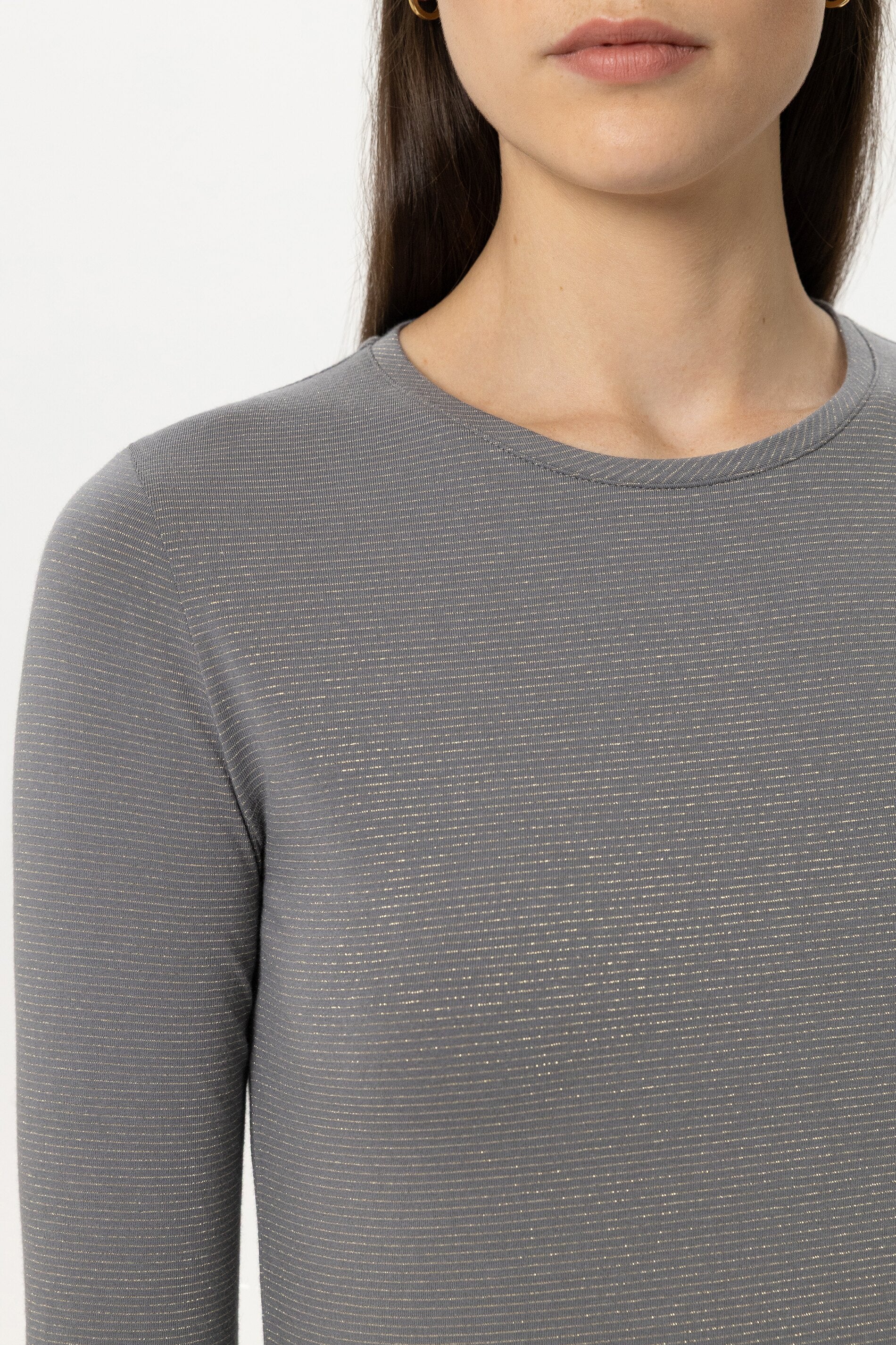 Lurex-Ringel-Shirt - heather grey - Standard | Model Detail