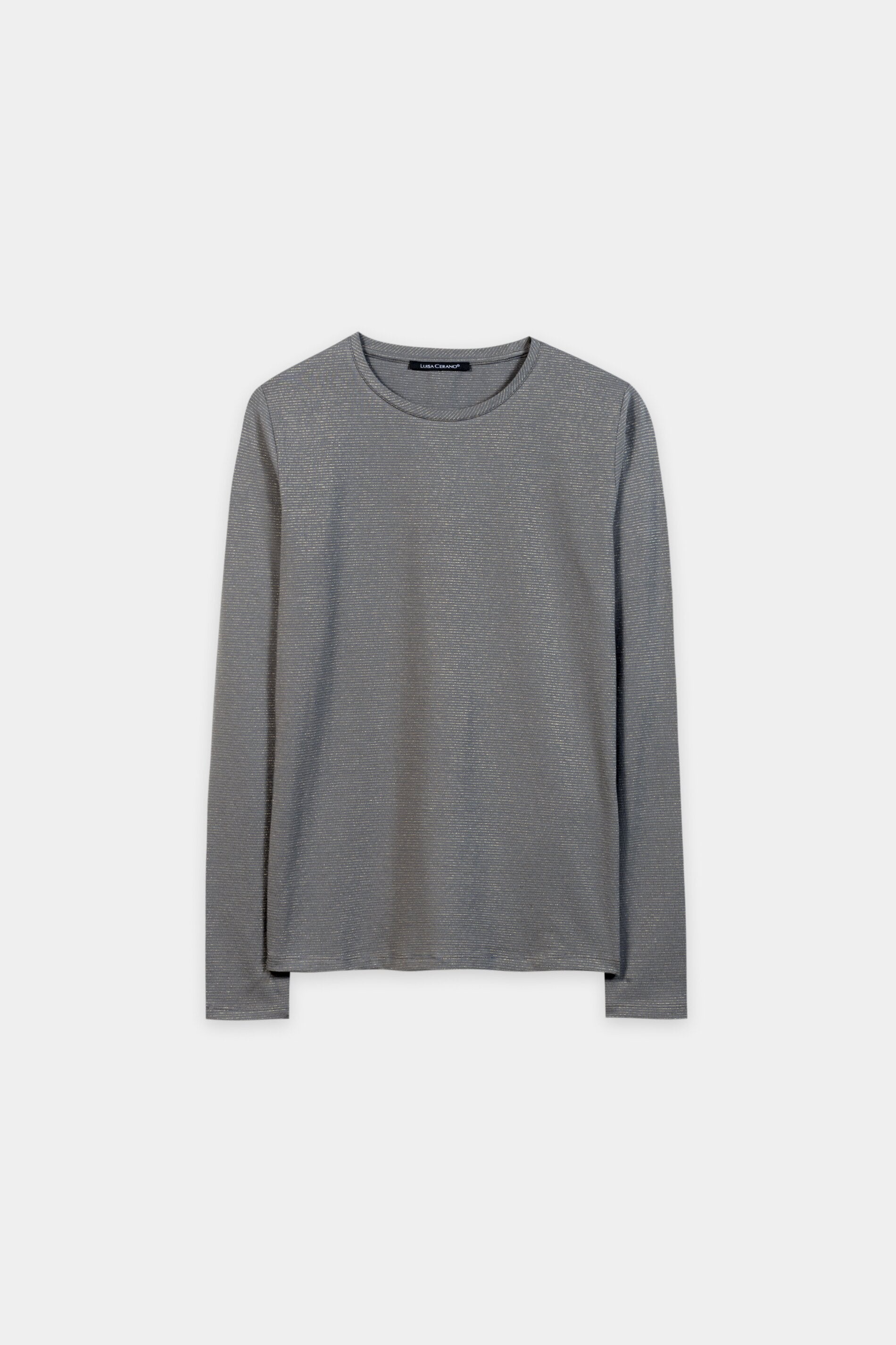 Lurex-Ringel-Shirt - heather grey - Standard | Artikel Front