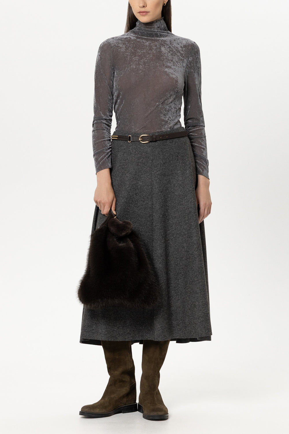 Samt-Turtleneck-Shirt - heather grey - Standard