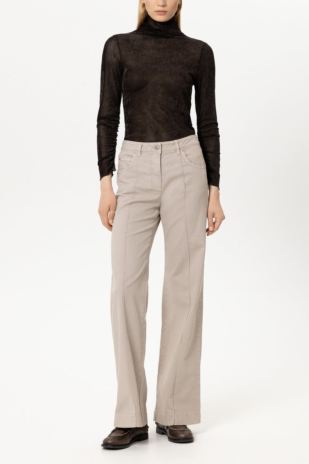 Samt-Turtleneck-Shirt - truffle - Standard
