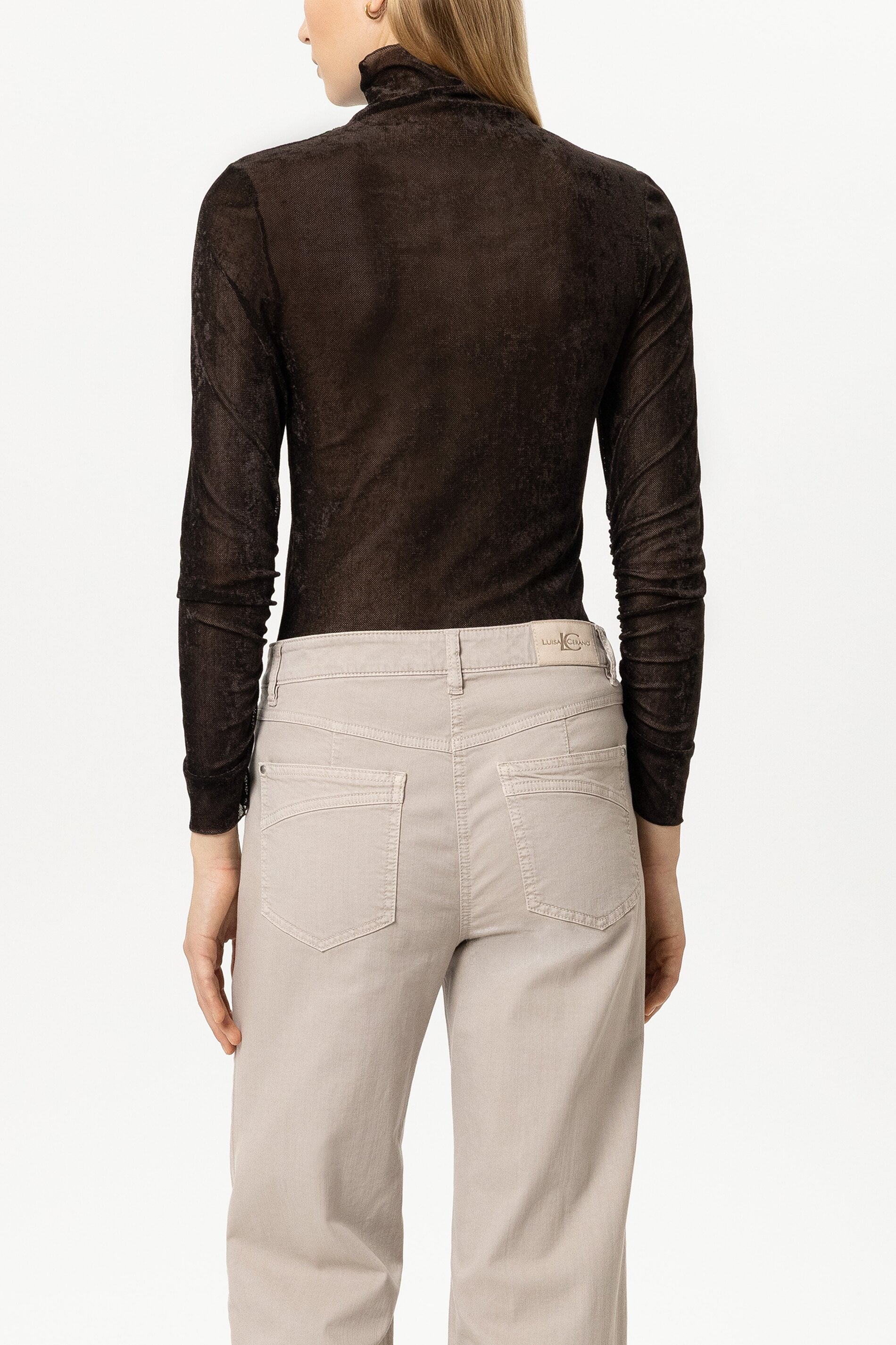 Samt-Turtleneck-Shirt - truffle - Standard | Model Rück