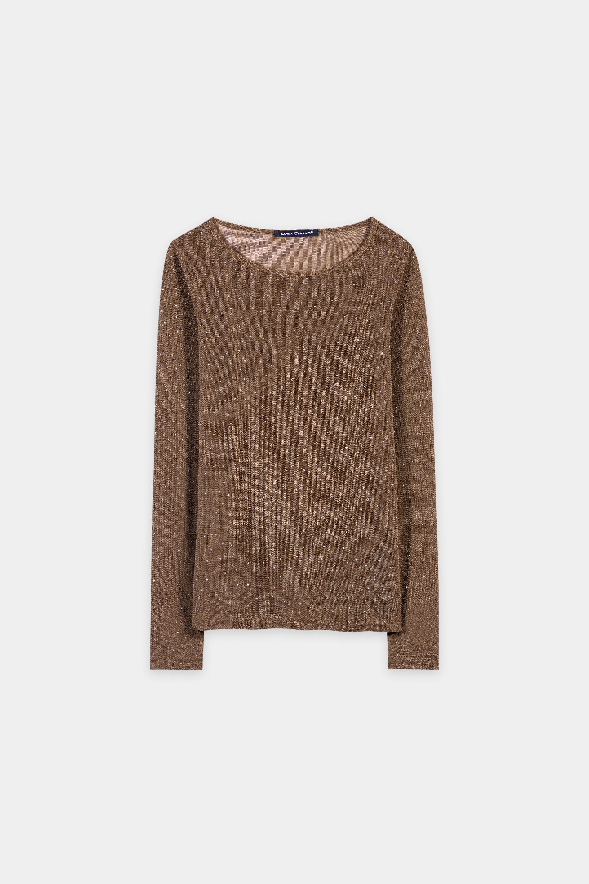 Glanz-Rundhals-Shirt - caramel - Standard | Artikel Front