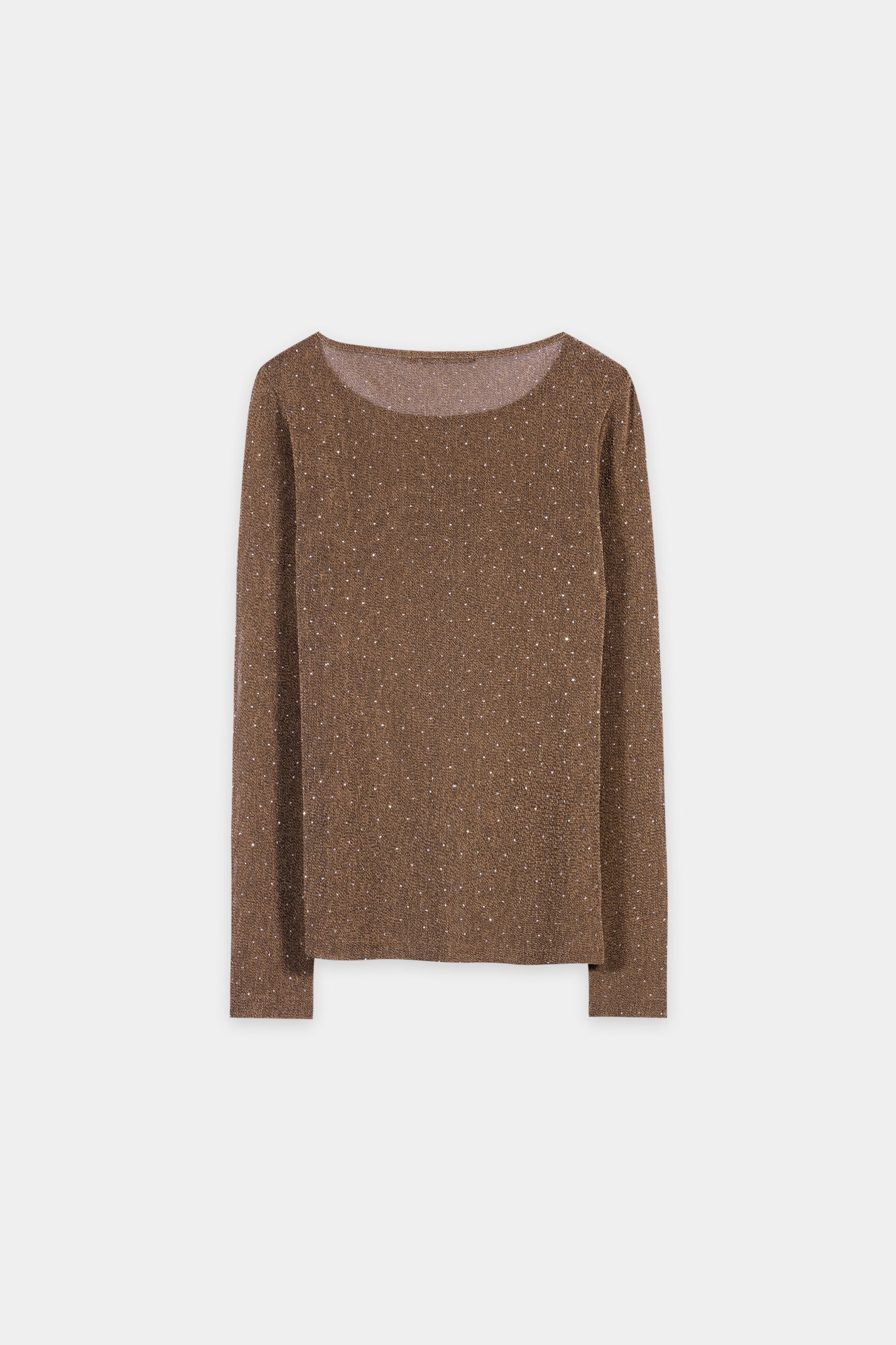 Glanz-Rundhals-Shirt - caramel - Standard | Artikel Rück
