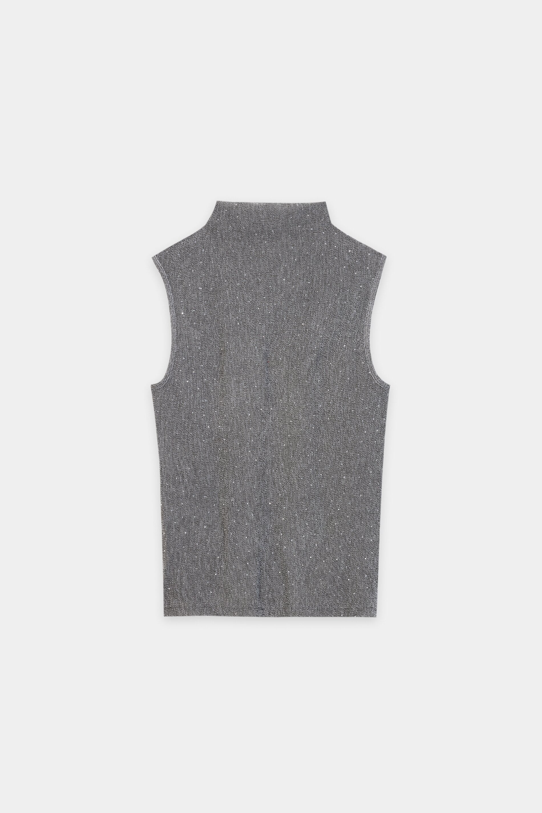 Glanz-Turtleneck-Top - heather grey - Standard | Artikel Rück