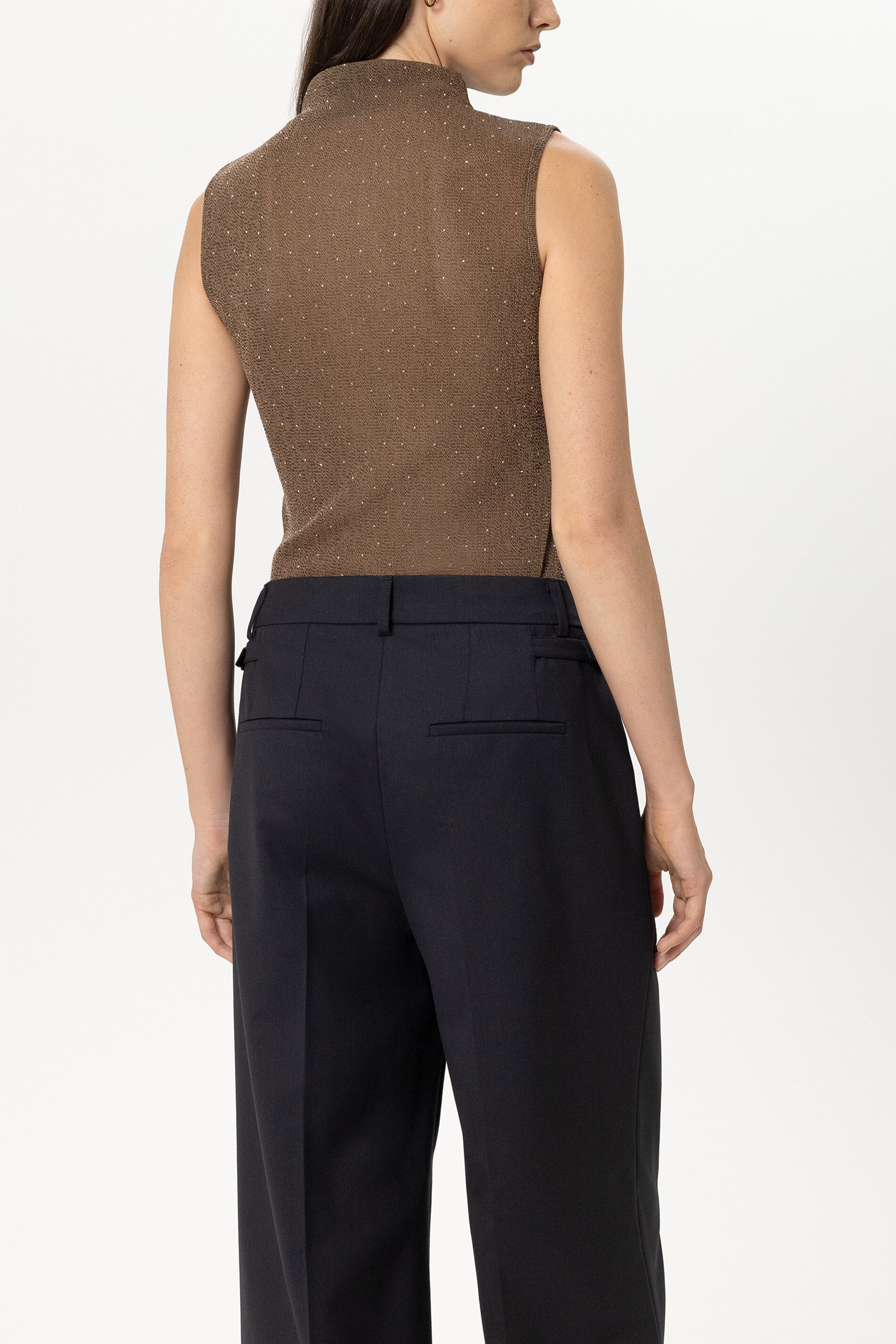 Glanz-Turtleneck-Top - caramel - Standard | Model Rück