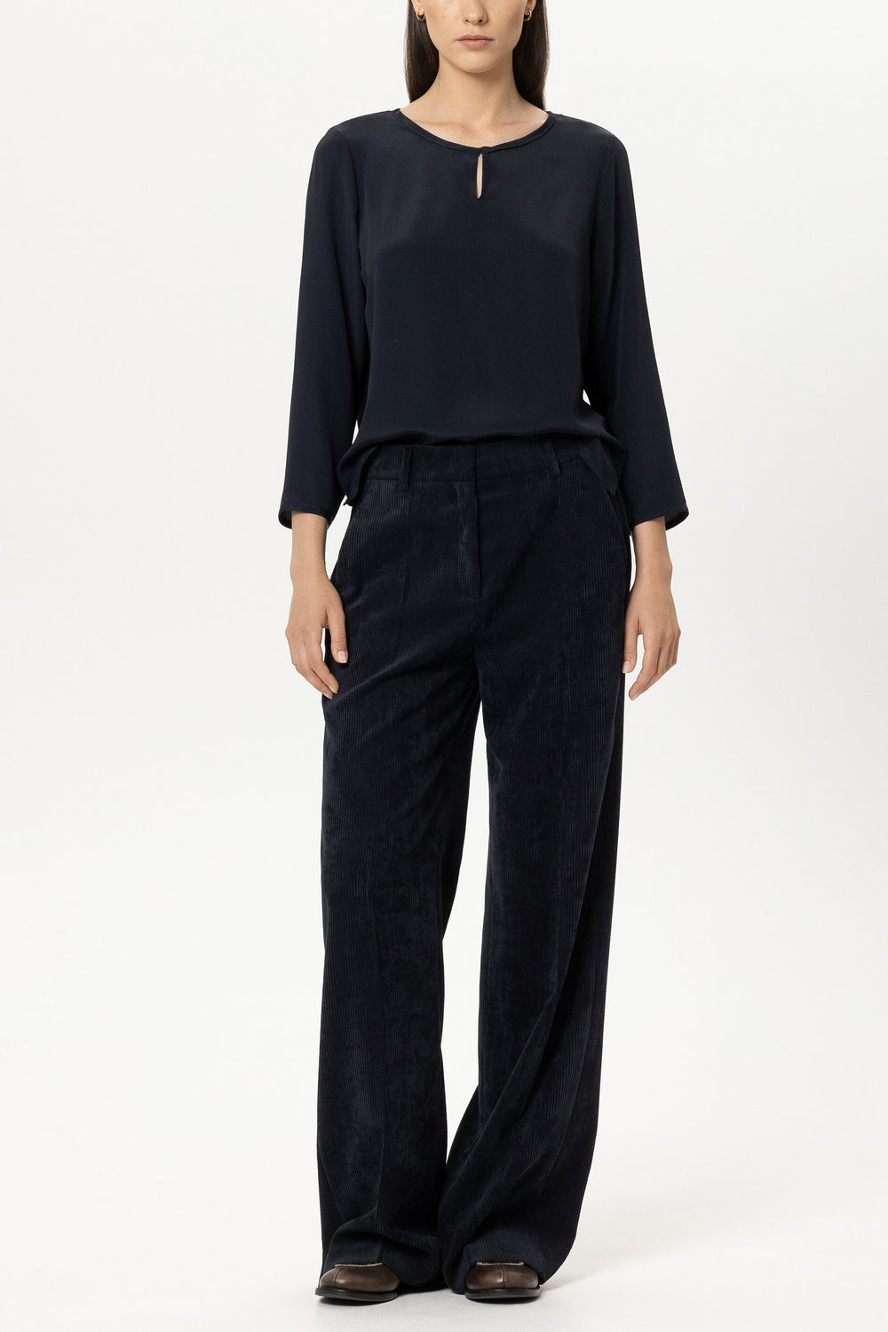 Shirt aus Seiden-Mix - winter navy - Standard