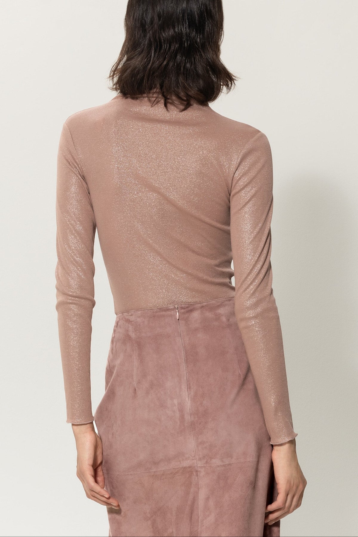 Rollkragenshirt mit Foilprint - smoky rosewood - Standard | Model Rück