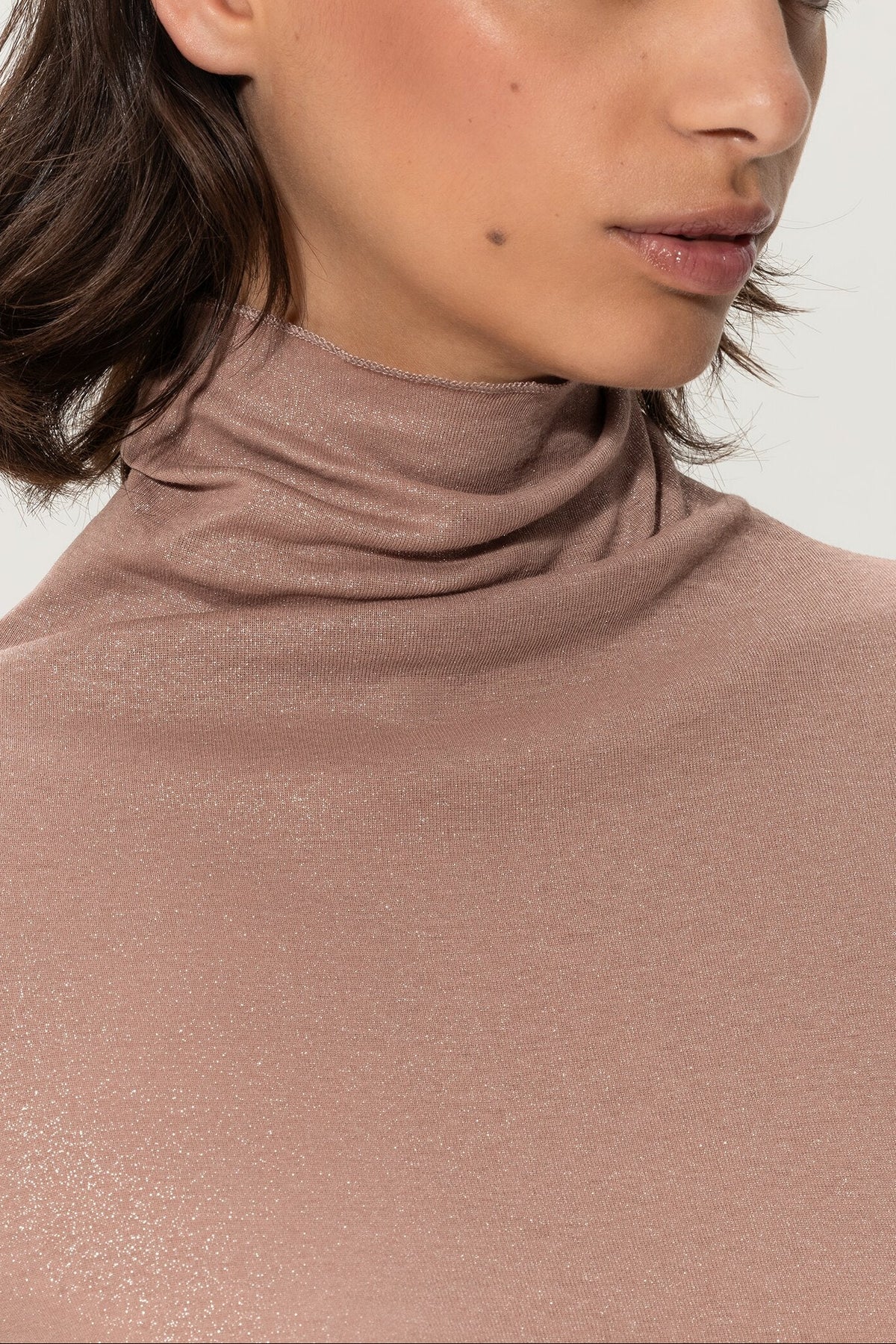 Rollkragenshirt mit Foilprint - smoky rosewood - Standard | Model Detail