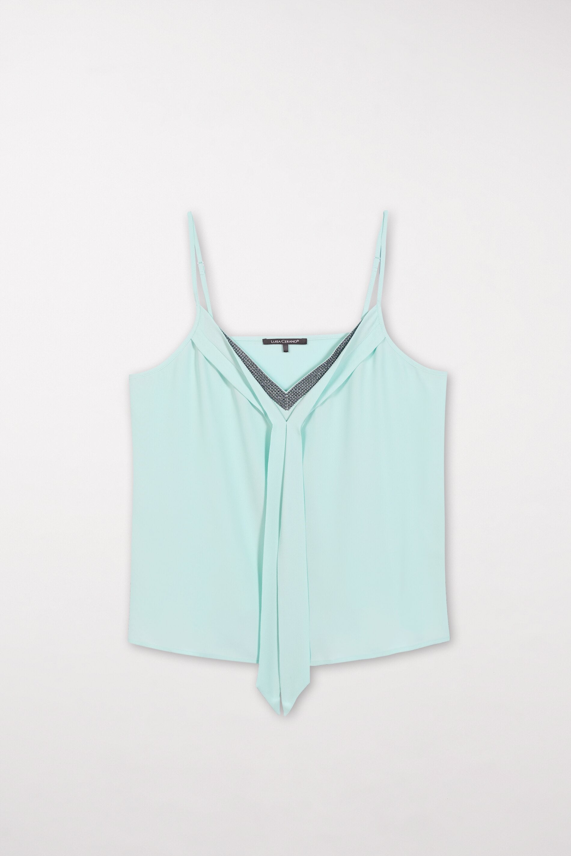 Camisole-Top aus Seiden-Mix - mineral aqua - Standard | Artikel Front