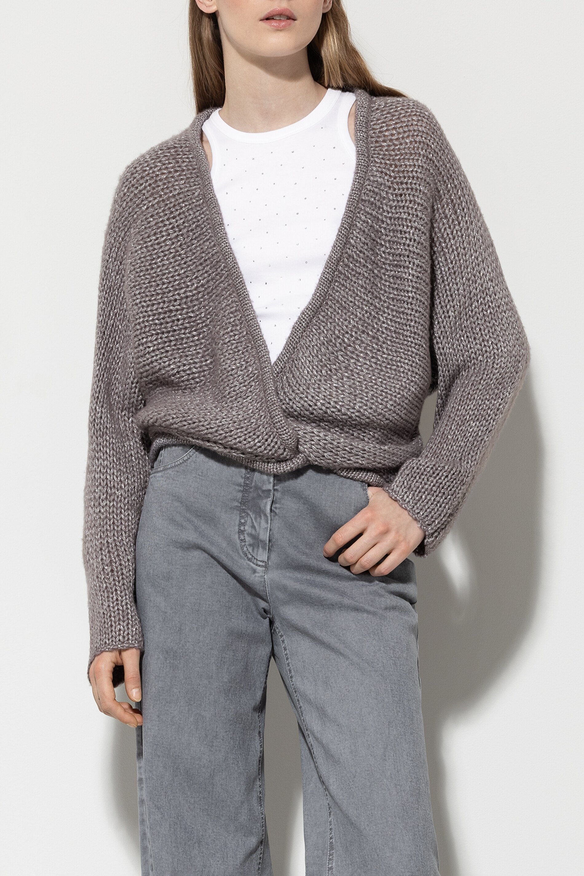 Cardigan aus Woll-Mix - taupe - Standard | Model Front