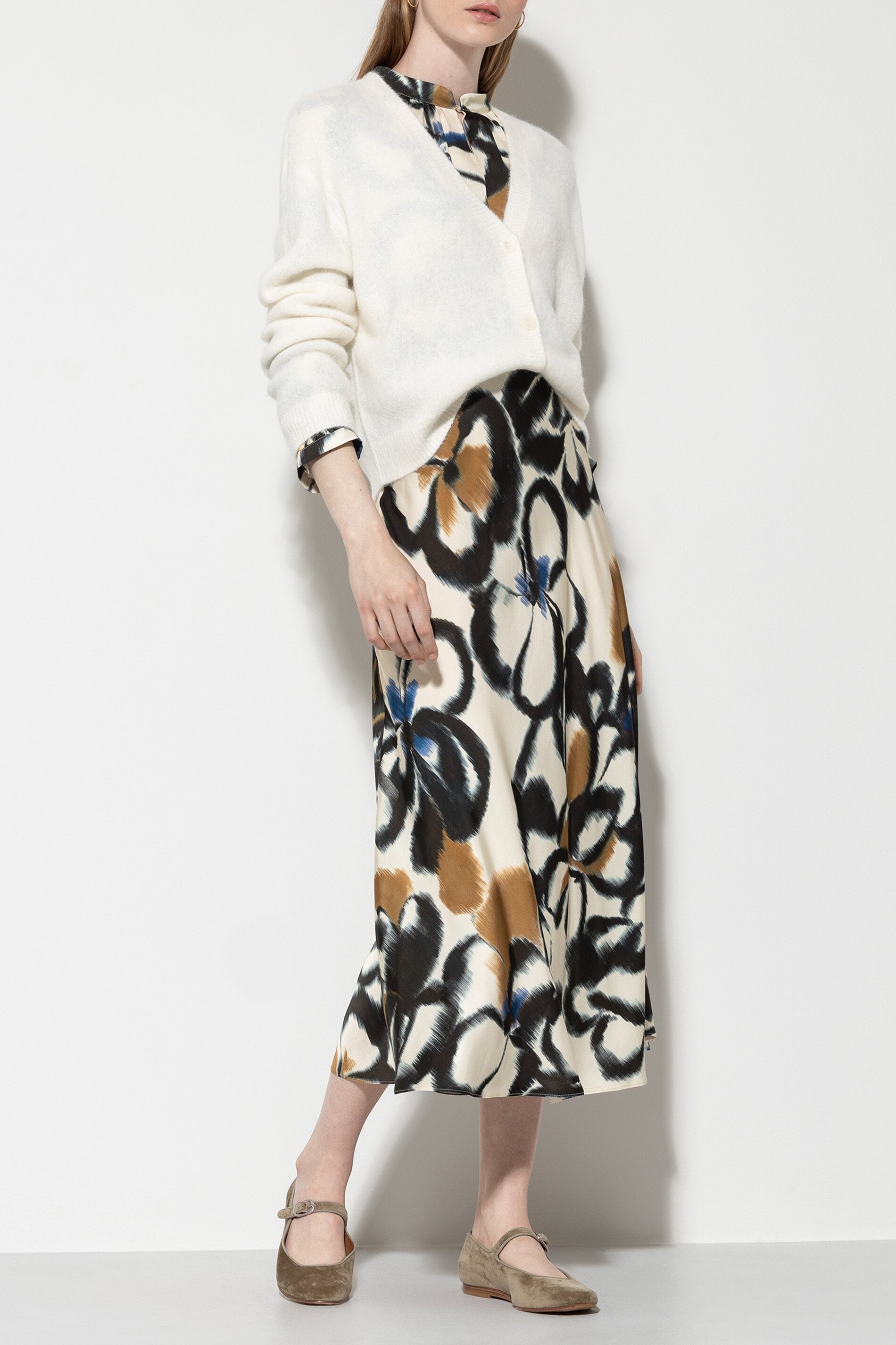 Cardigan aus Alpaka-Mix - eggshell - Standard | Model Front