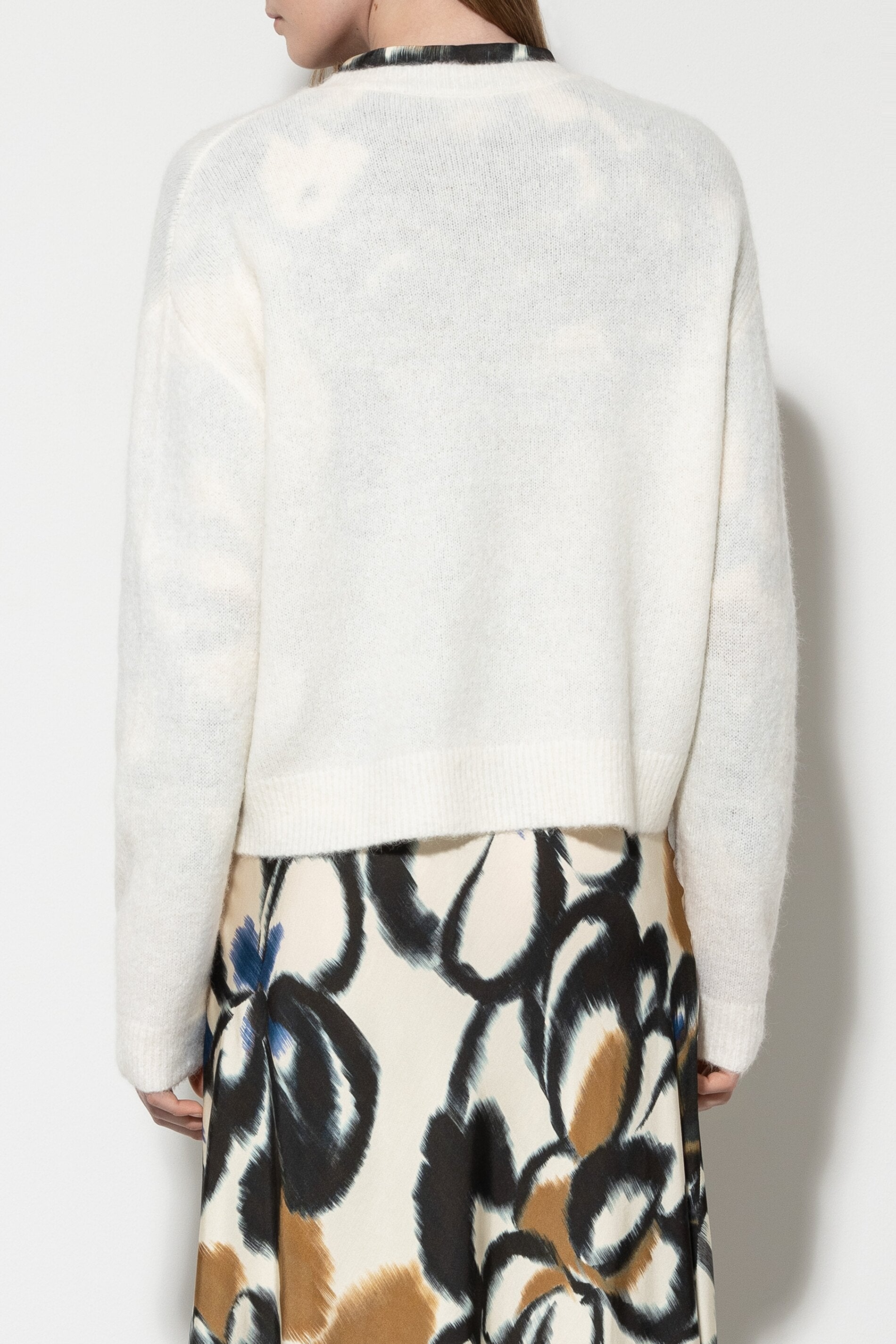 Cardigan aus Alpaka-Mix - eggshell - Standard | Model Rück