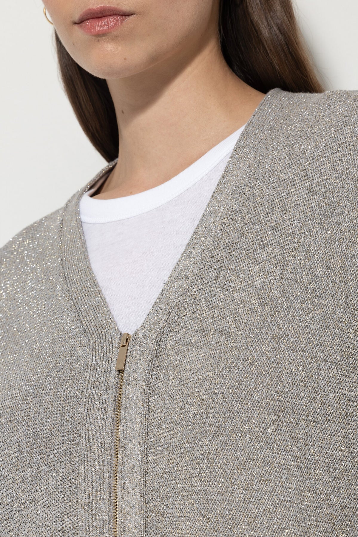 Strickblouson mit Zipdetail - heather grey - Standard | Model Detail