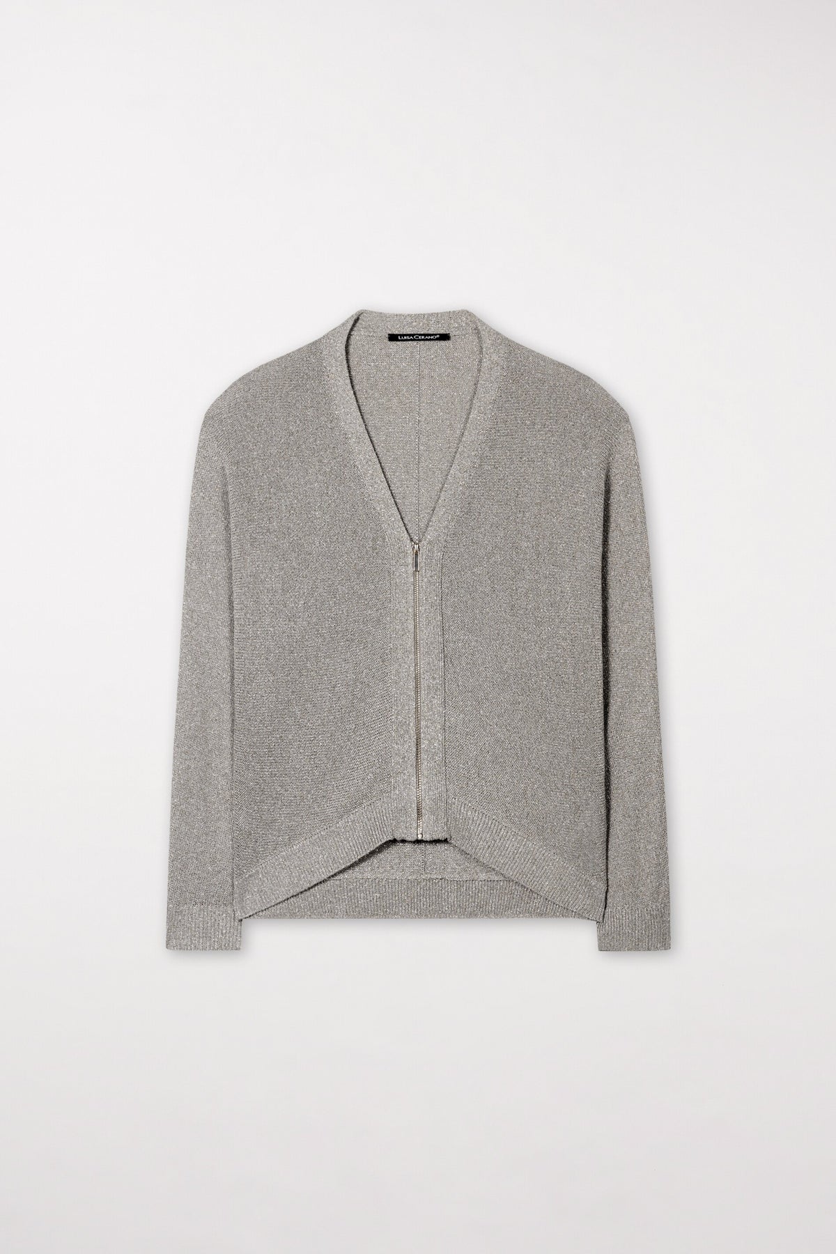 Strickblouson mit Zipdetail - heather grey - Standard | Artikel Front