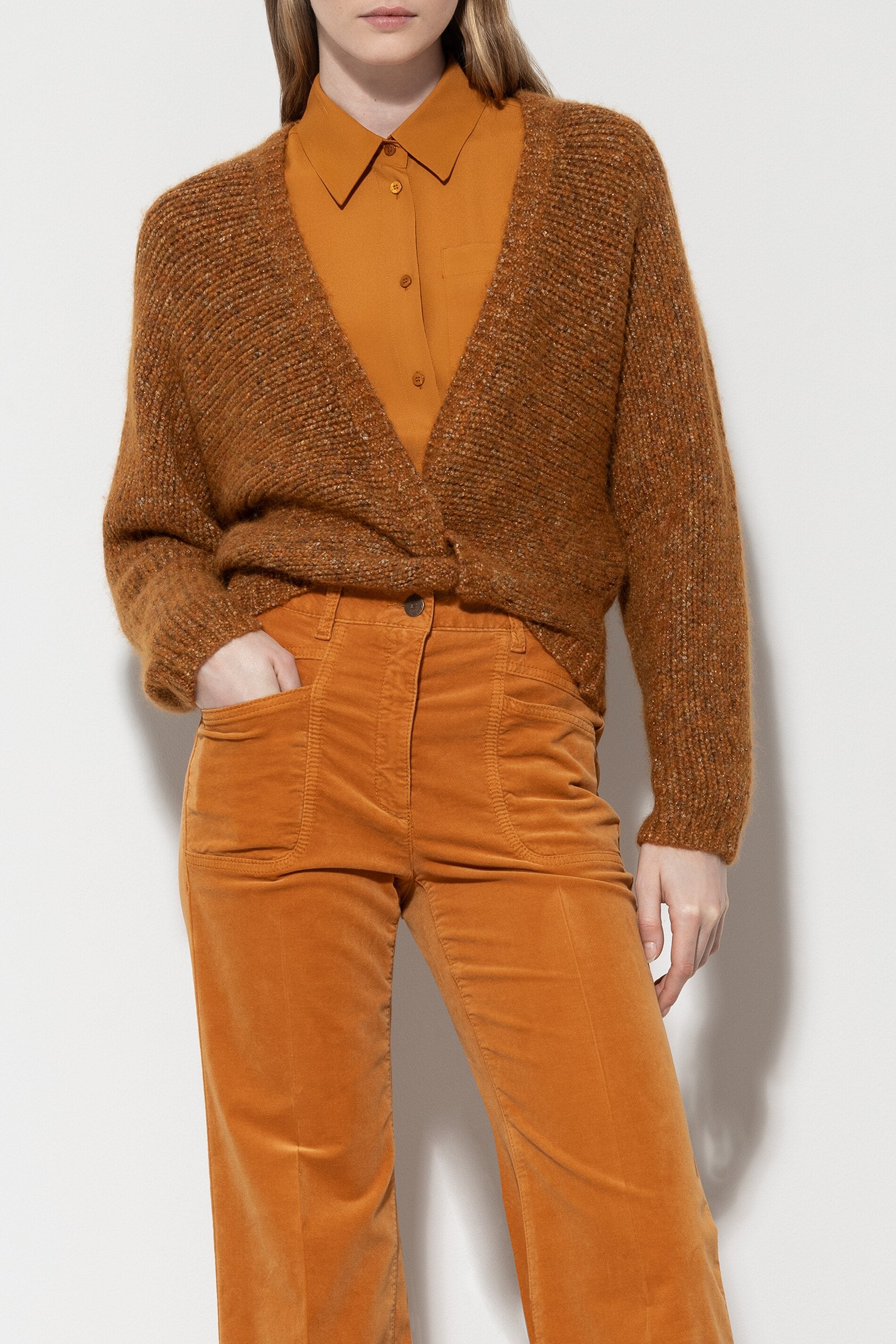 Cardigan in Parallelo-Optik - kurkuma - Standard | Model Front