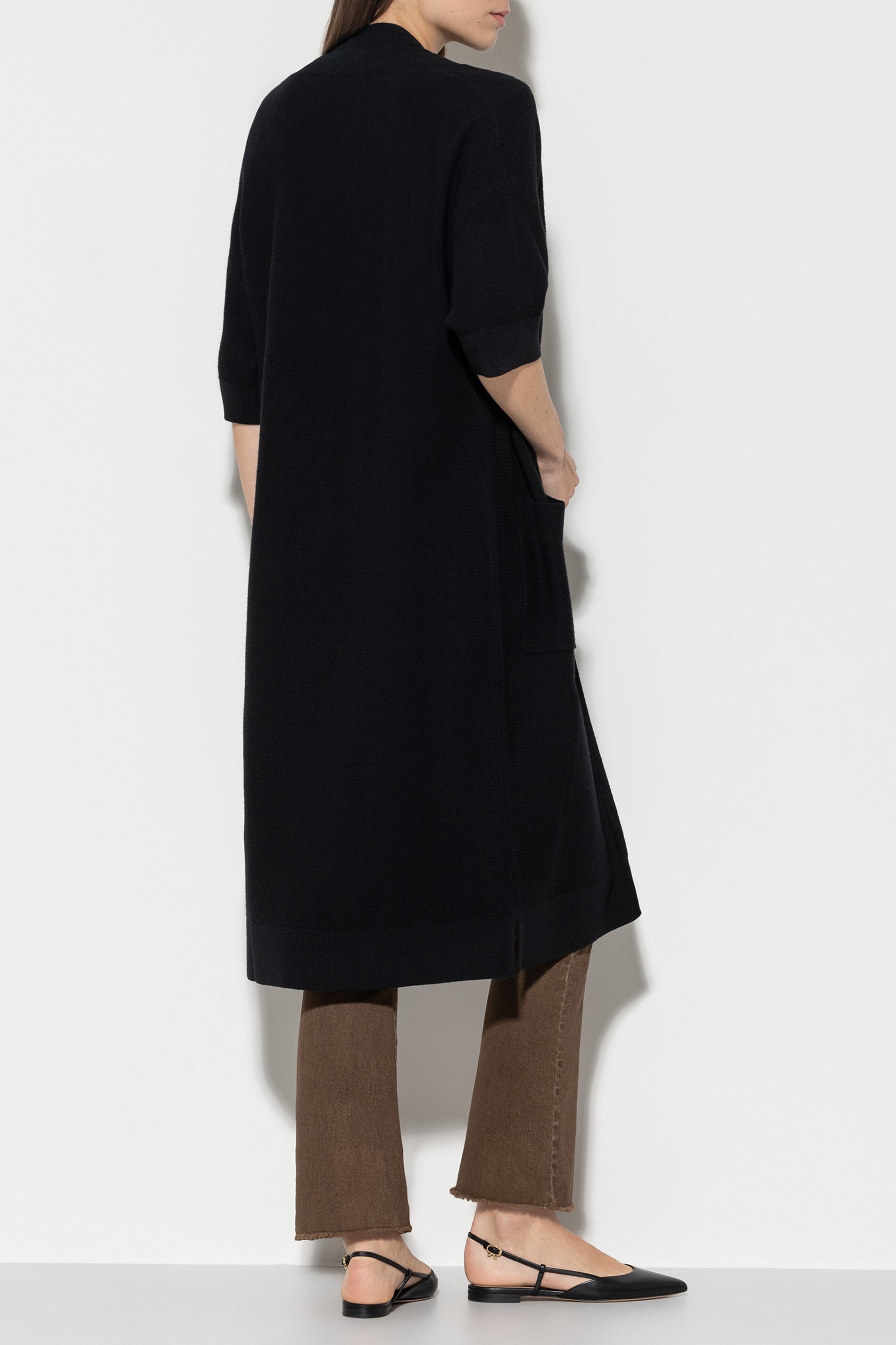 Longcardigan aus Woll-Mix - black - Standard | Model Rück