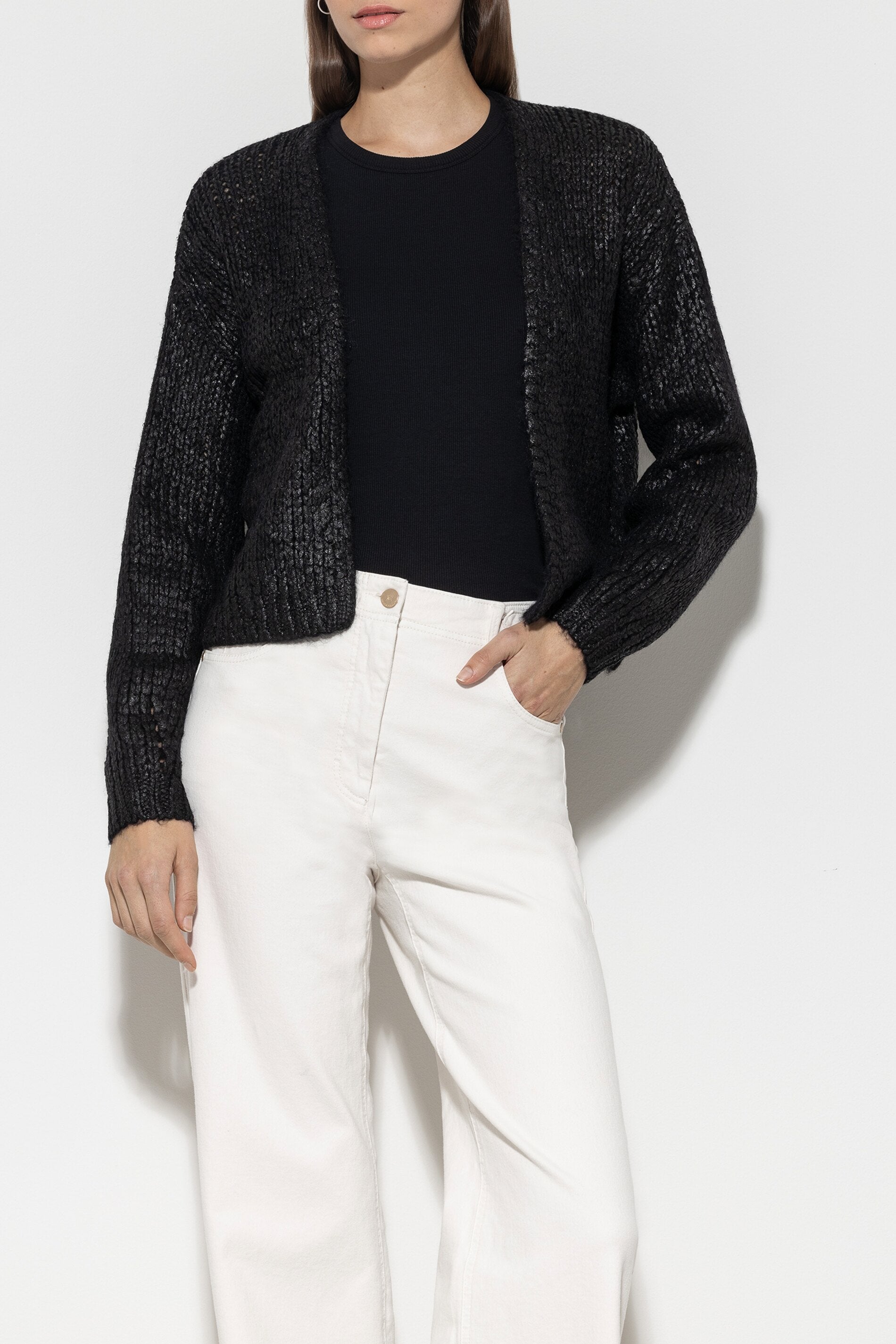 Cardigan aus Alpaka-Mix - black - Standard | Model Front