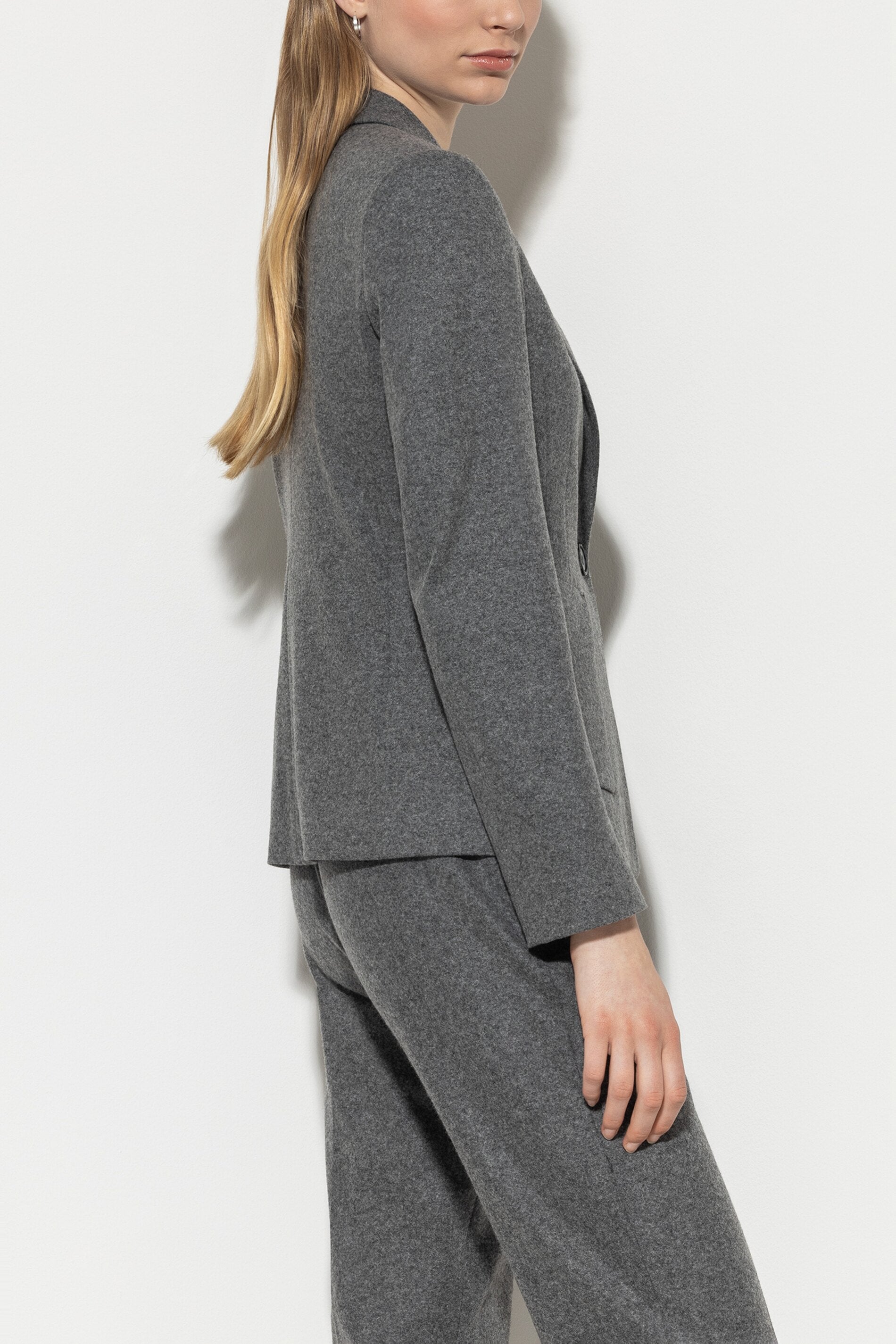 Flanell-Blazer - dark grey melange - Standard | Model Seite