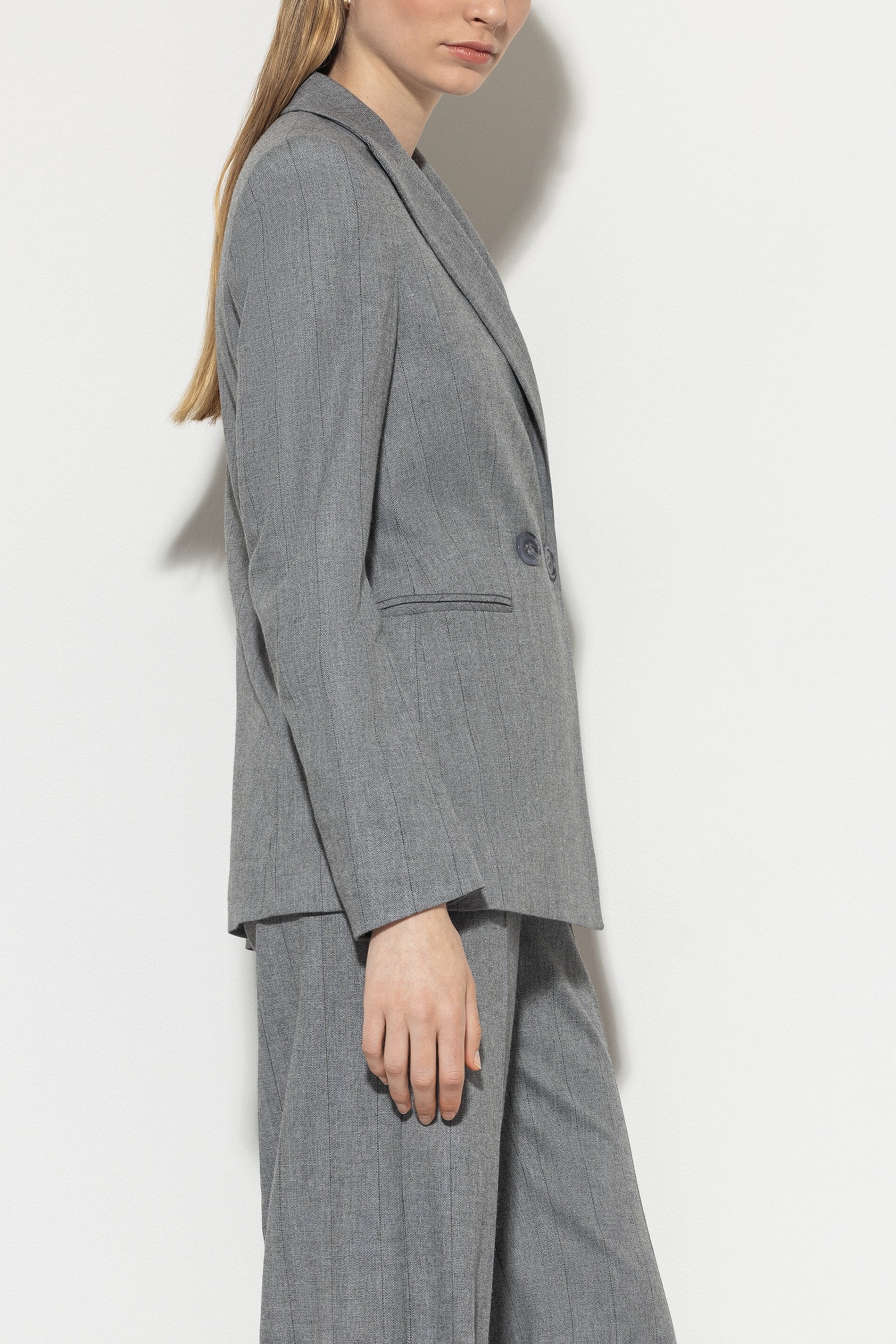Fischgrat-Blazer - heather grey - Standard | Model Seite