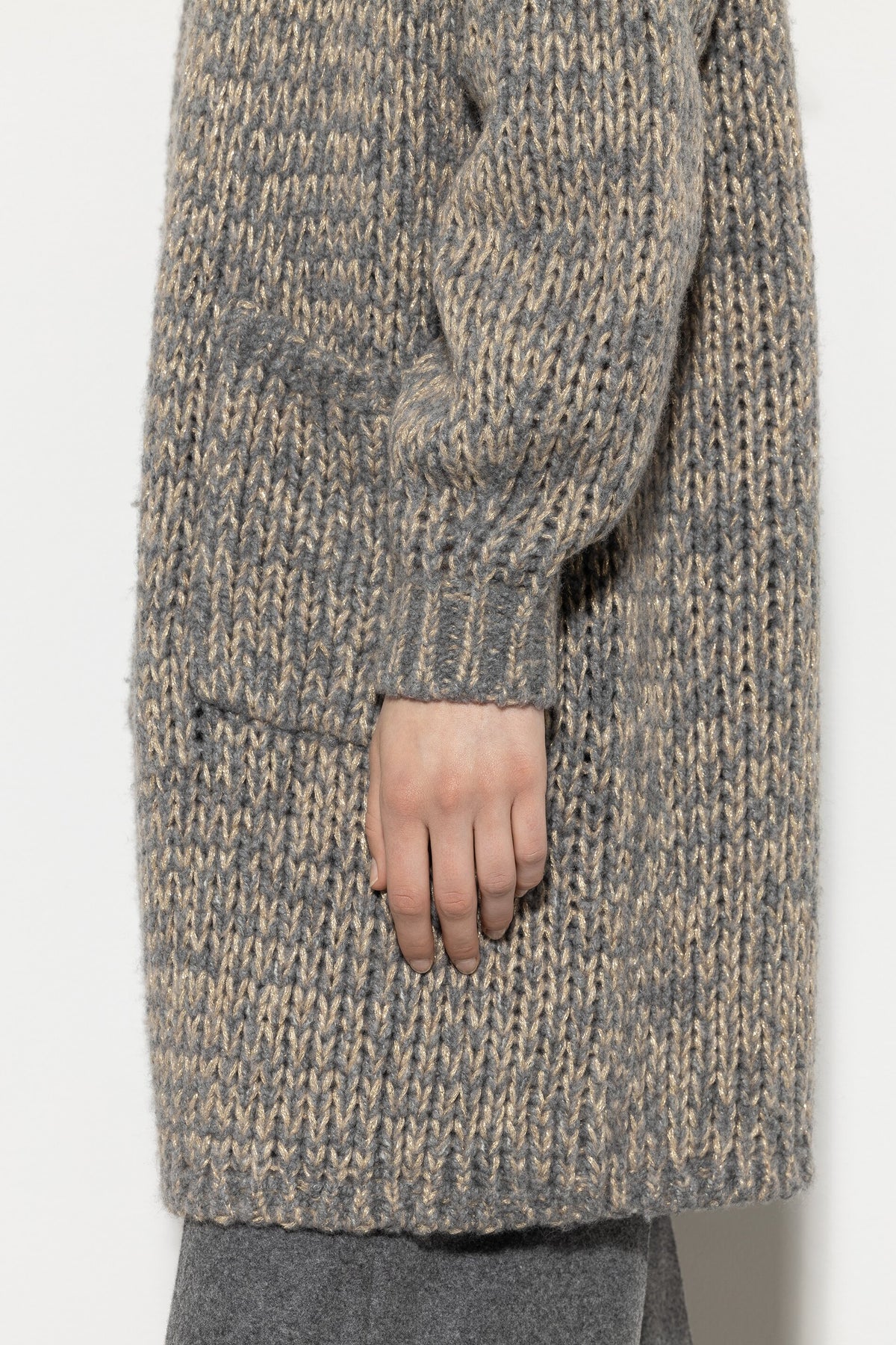Bouclé-Longcardigan - heather grey - Standard | Model Detail