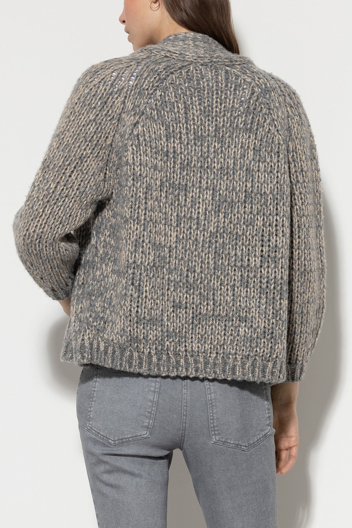 Bouclé-Cardigan - heather grey - Standard | Model Rück
