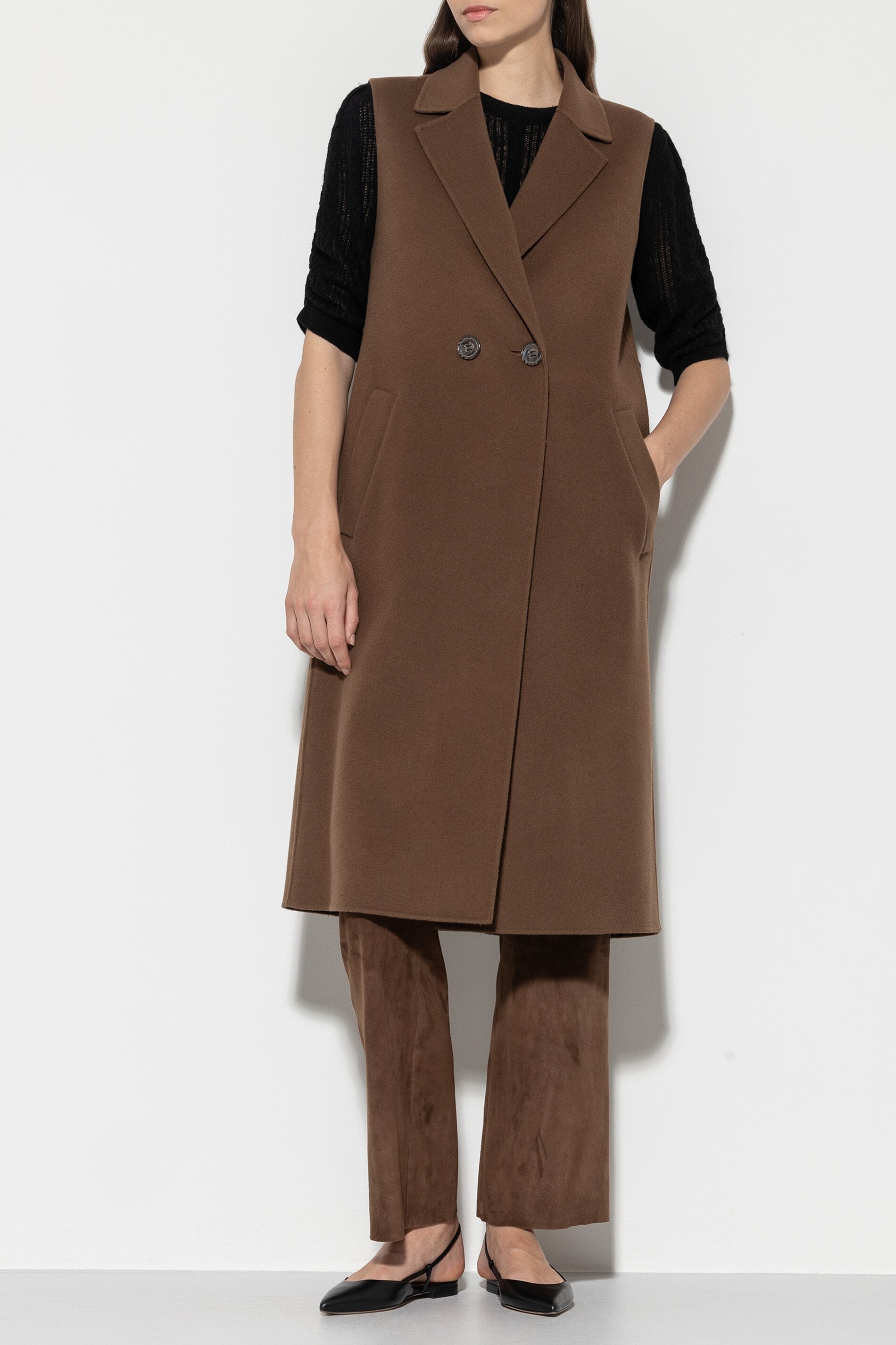 Doubleface-Mantelweste - hazelnut - Standard | Model Front