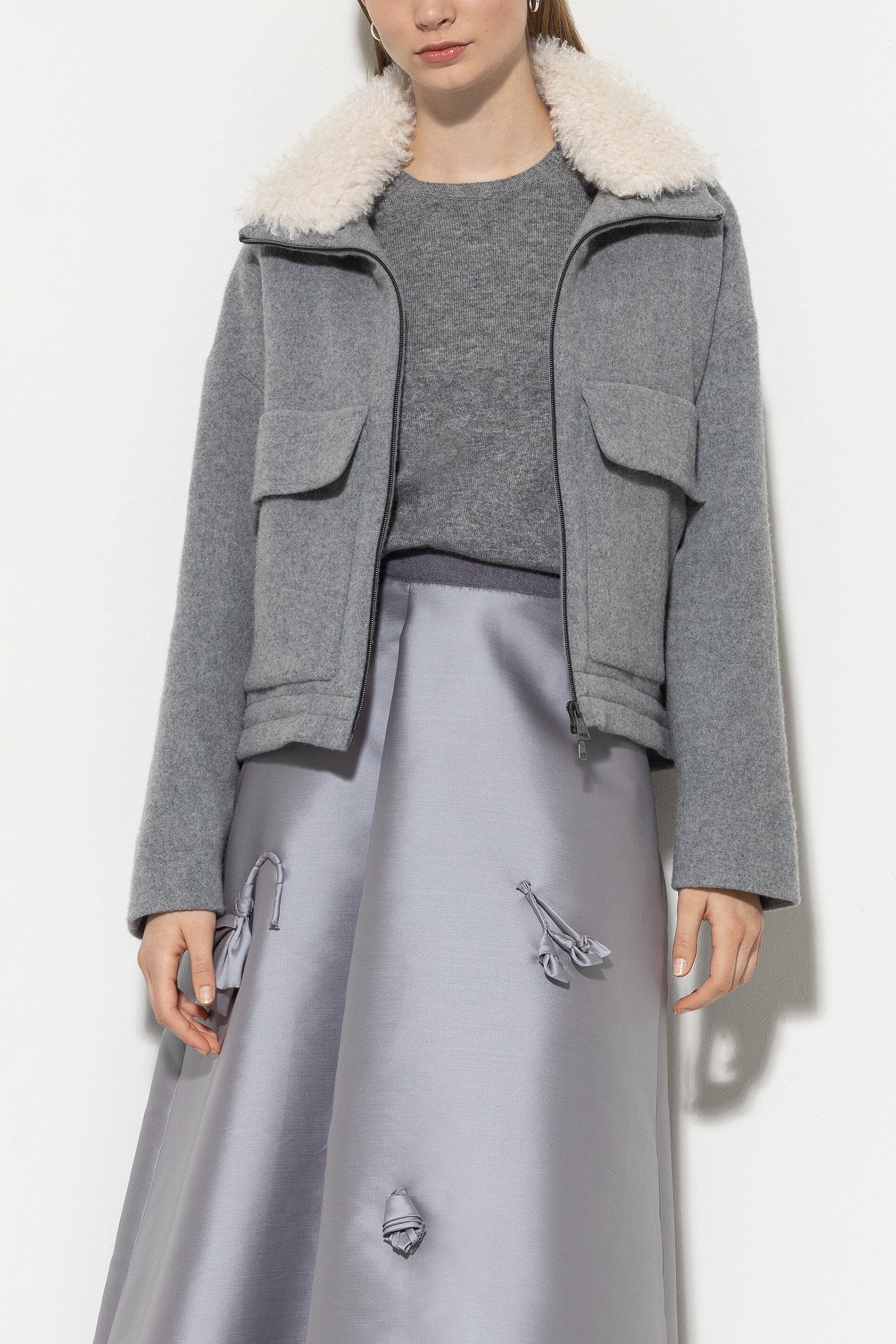 Blouson aus Woll-Mix - heather grey - Standard | Model Front
