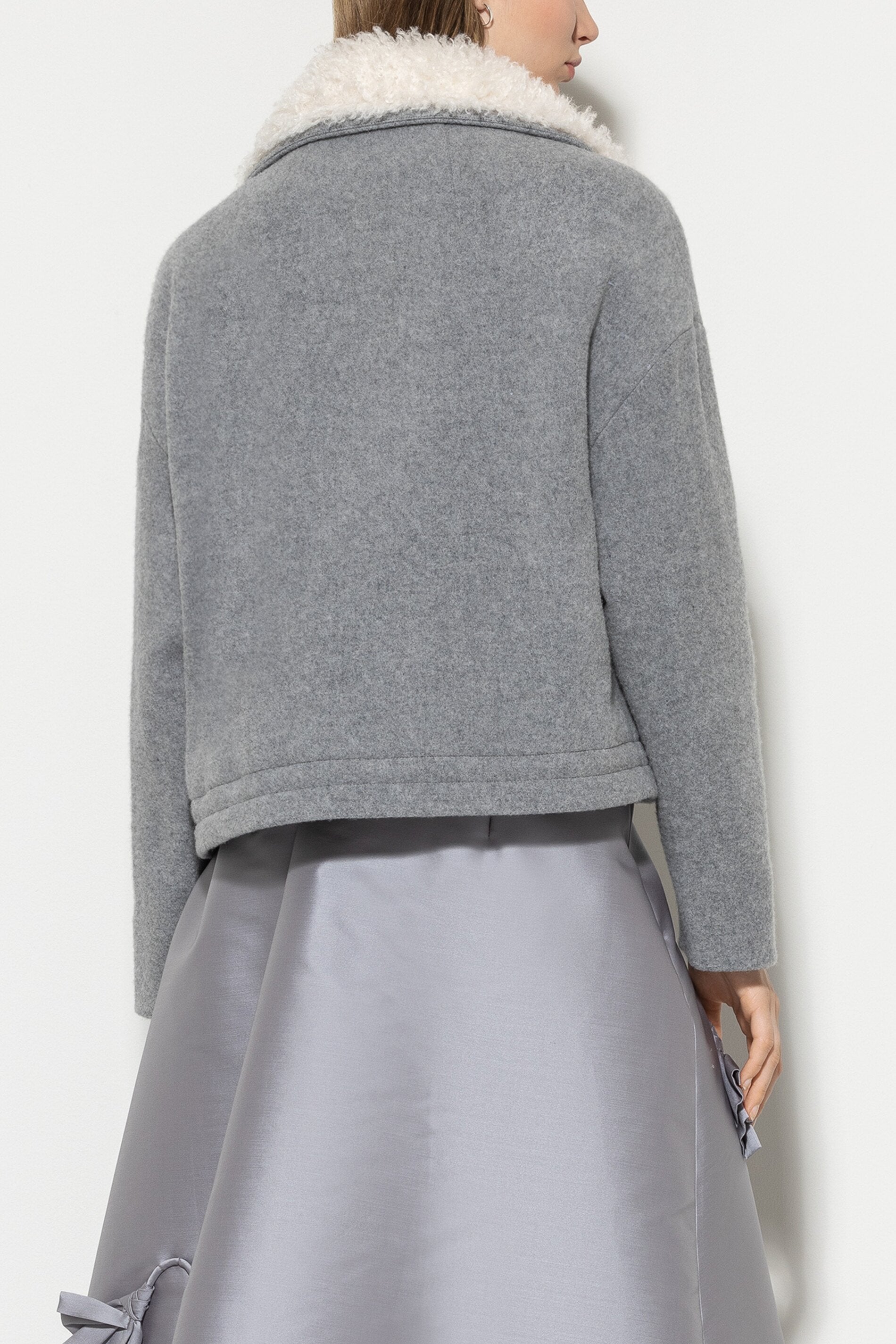 Blouson aus Woll-Mix - heather grey - Standard | Model Rück