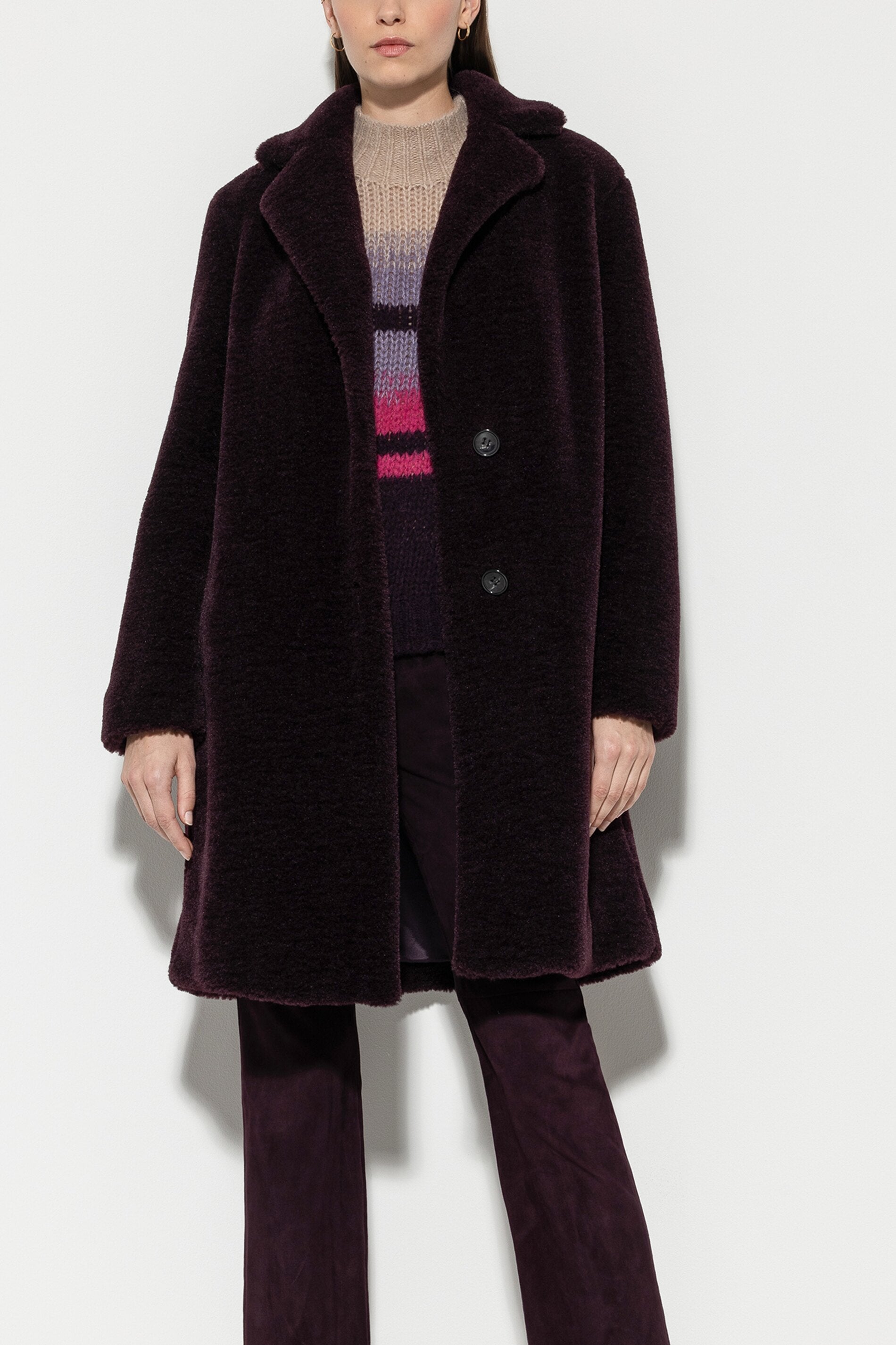 Blazermantel in Felloptik - burgundy - Standard | Model Front