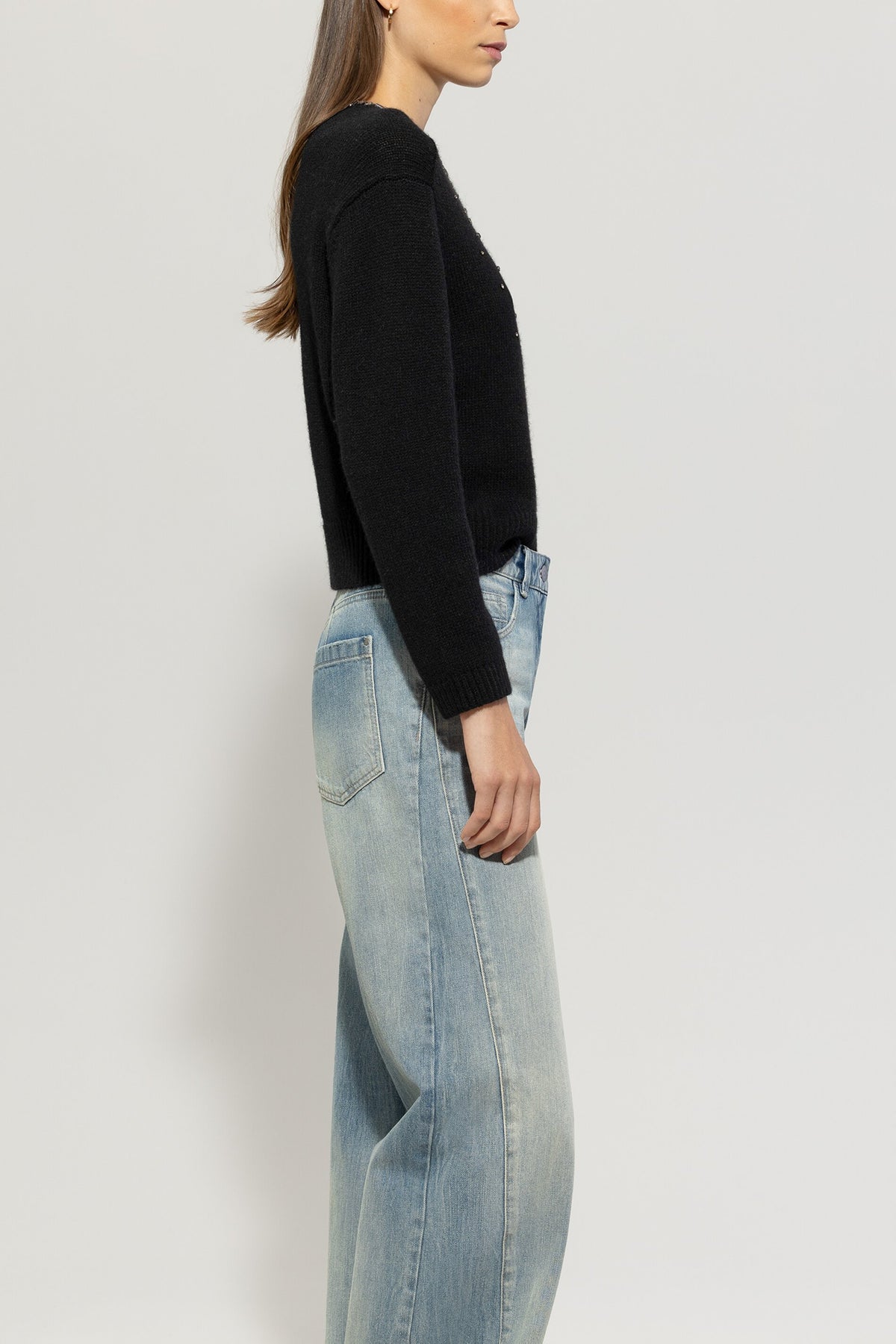 Cardigan aus Woll-Mix - deep black - Standard | Model Seite