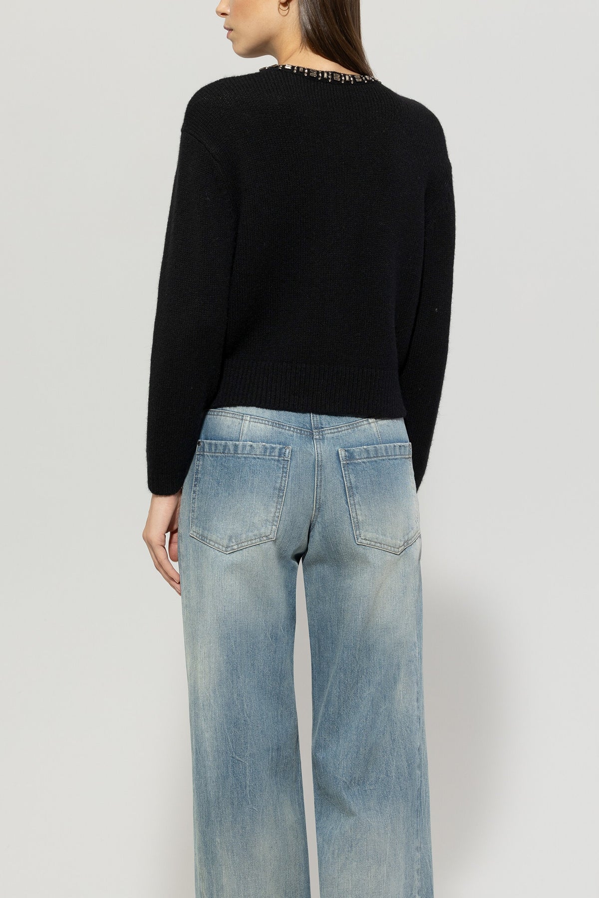 Cardigan aus Woll-Mix - deep black - Standard | Model Rück