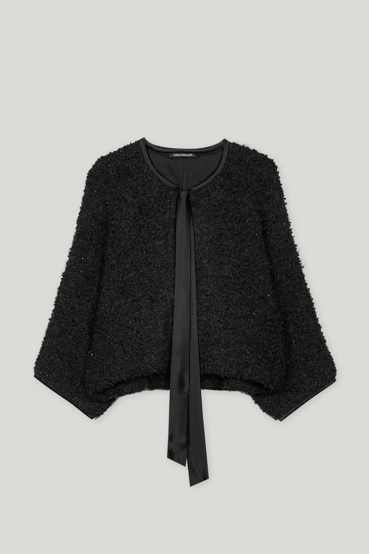 Cardigan in Fringe-Tweed - deep black - Standard | Artikel Front