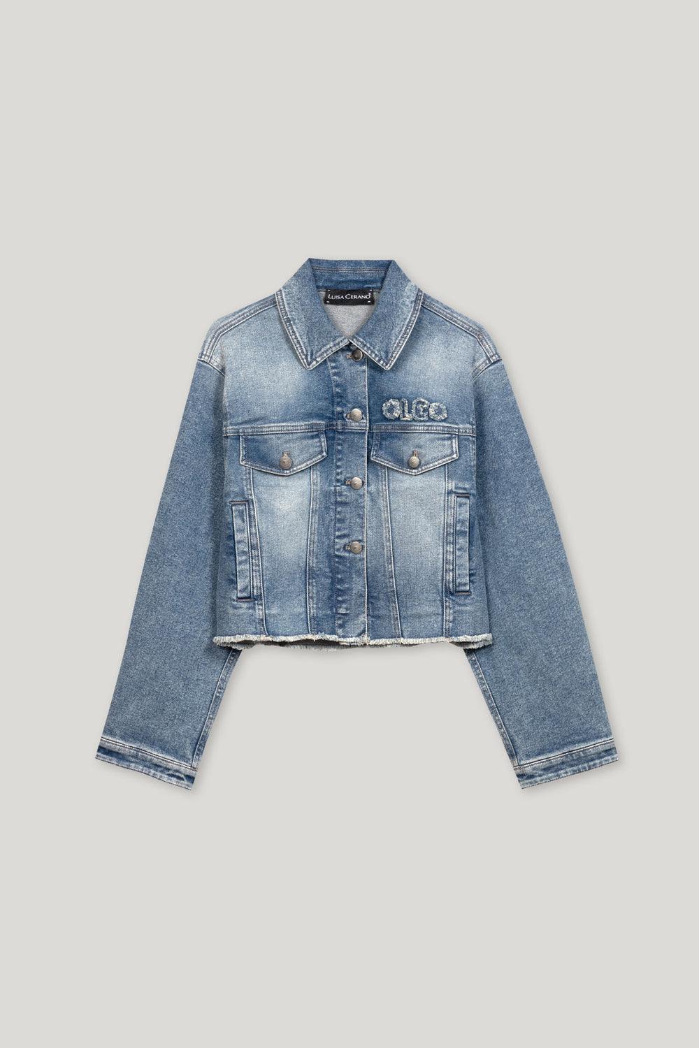 Veste vintage en denim - bleu denim - avec patch