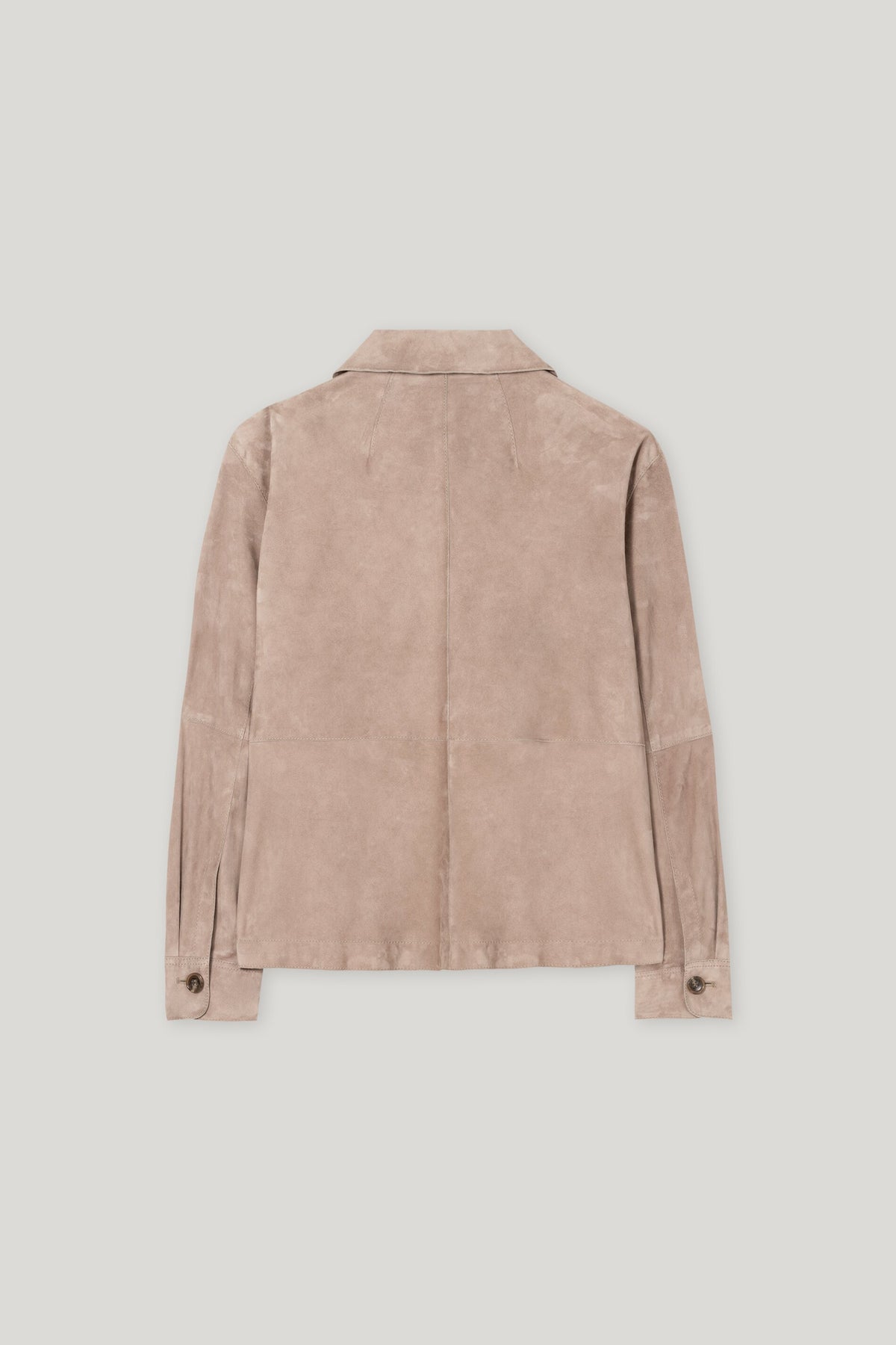 Hemdjacke aus Veloursleder - mushroom - mit Stickerei / Straß | Artikel Rück