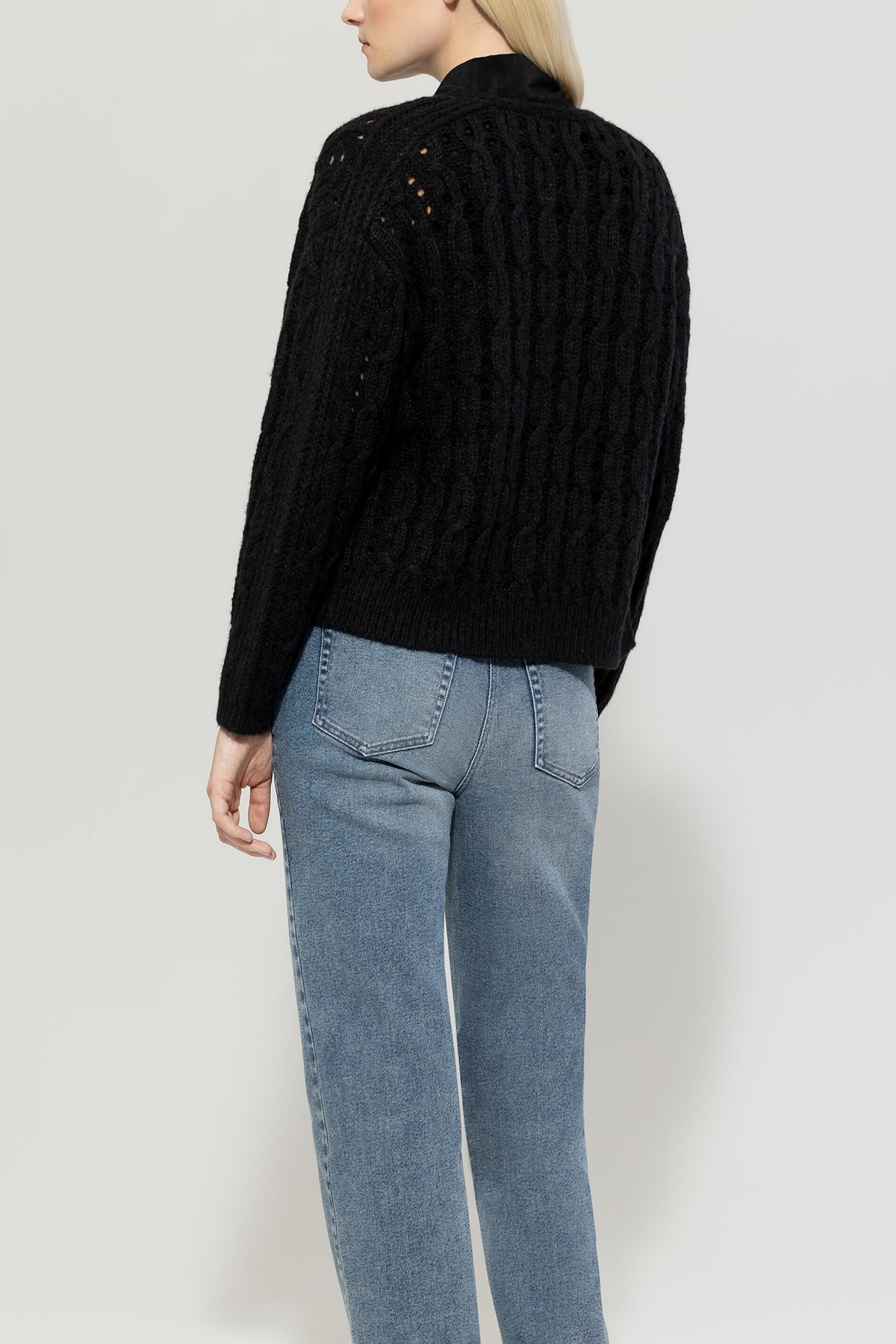 Cardigan aus Woll-Mix - deep black - Standard | Model Rück