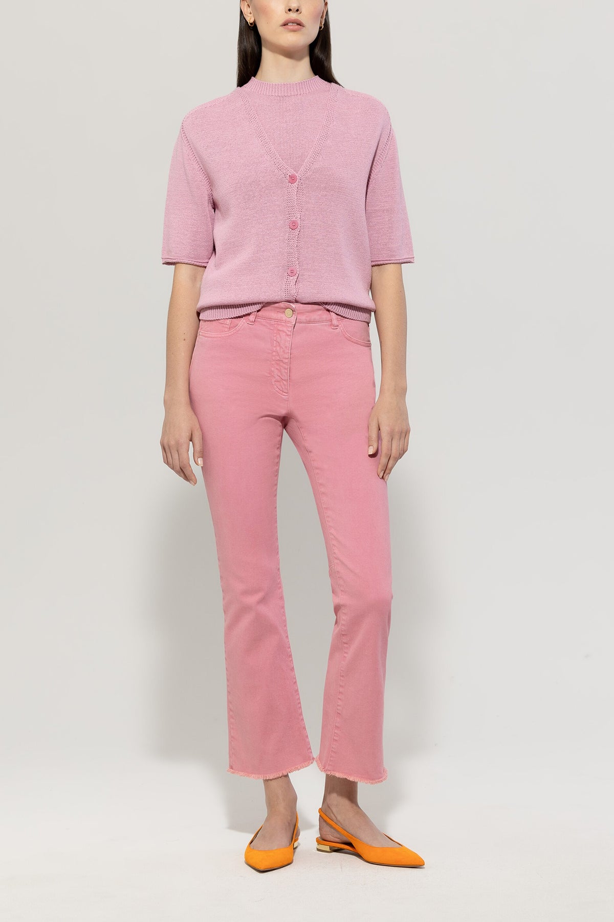 Cardigan aus Leinen-Mix - fresh rose - Standard | Model Front