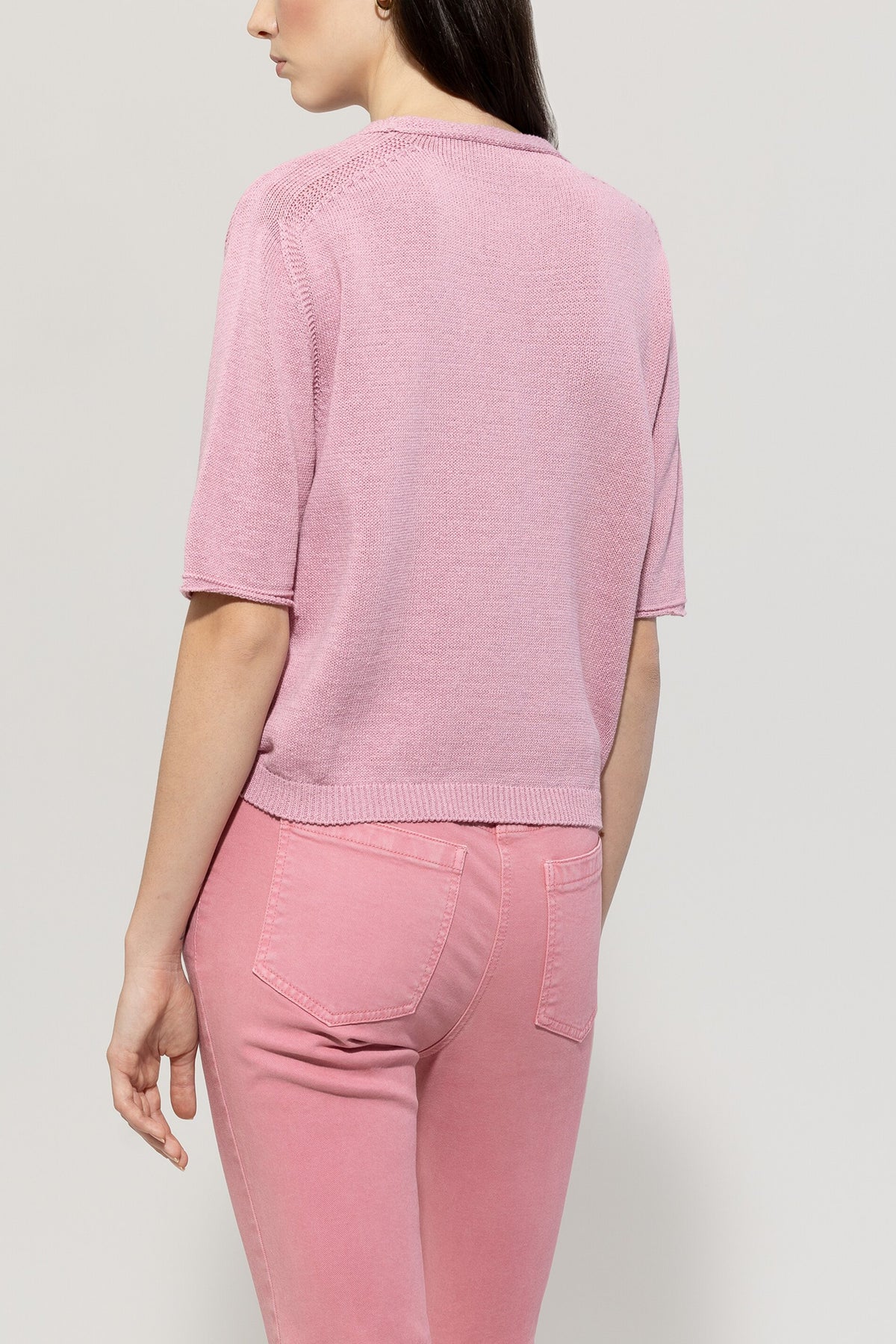 Cardigan aus Leinen-Mix - fresh rose - Standard | Model Rück