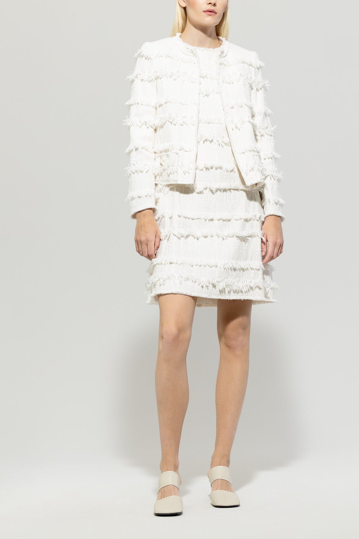 Jacke in Tweed-Optik - off-white - Standard | Model Front